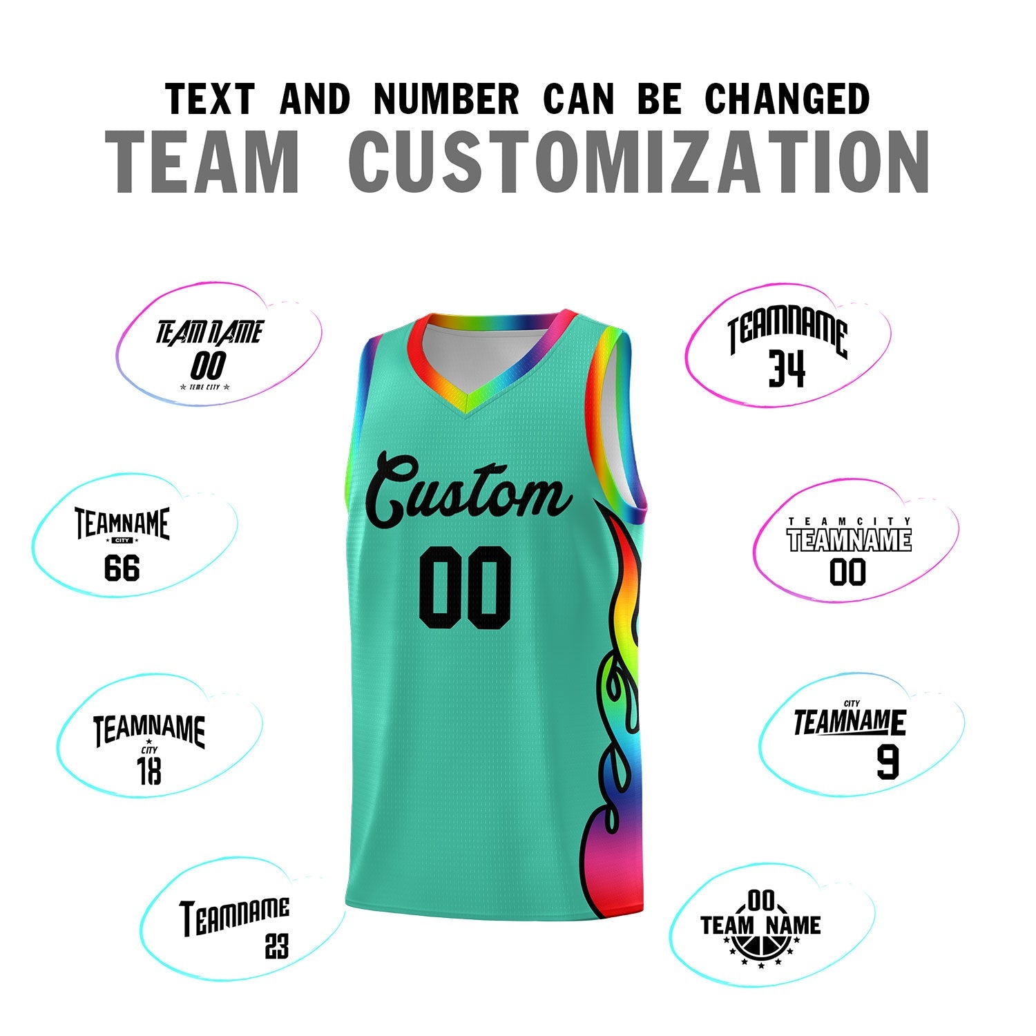 Custom Bright Green Side Flame Pattern Fashion Sports Uniform Basketball Jersey