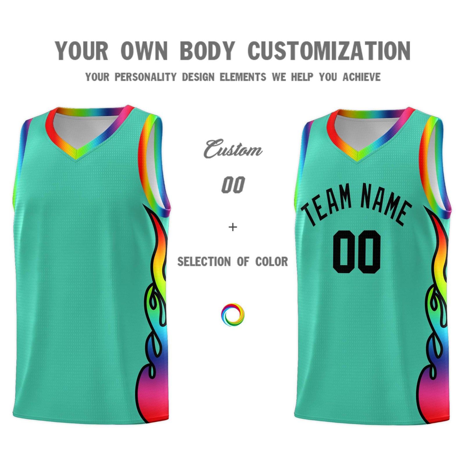Custom Bright Green Side Flame Pattern Fashion Sports Uniform Basketball Jersey