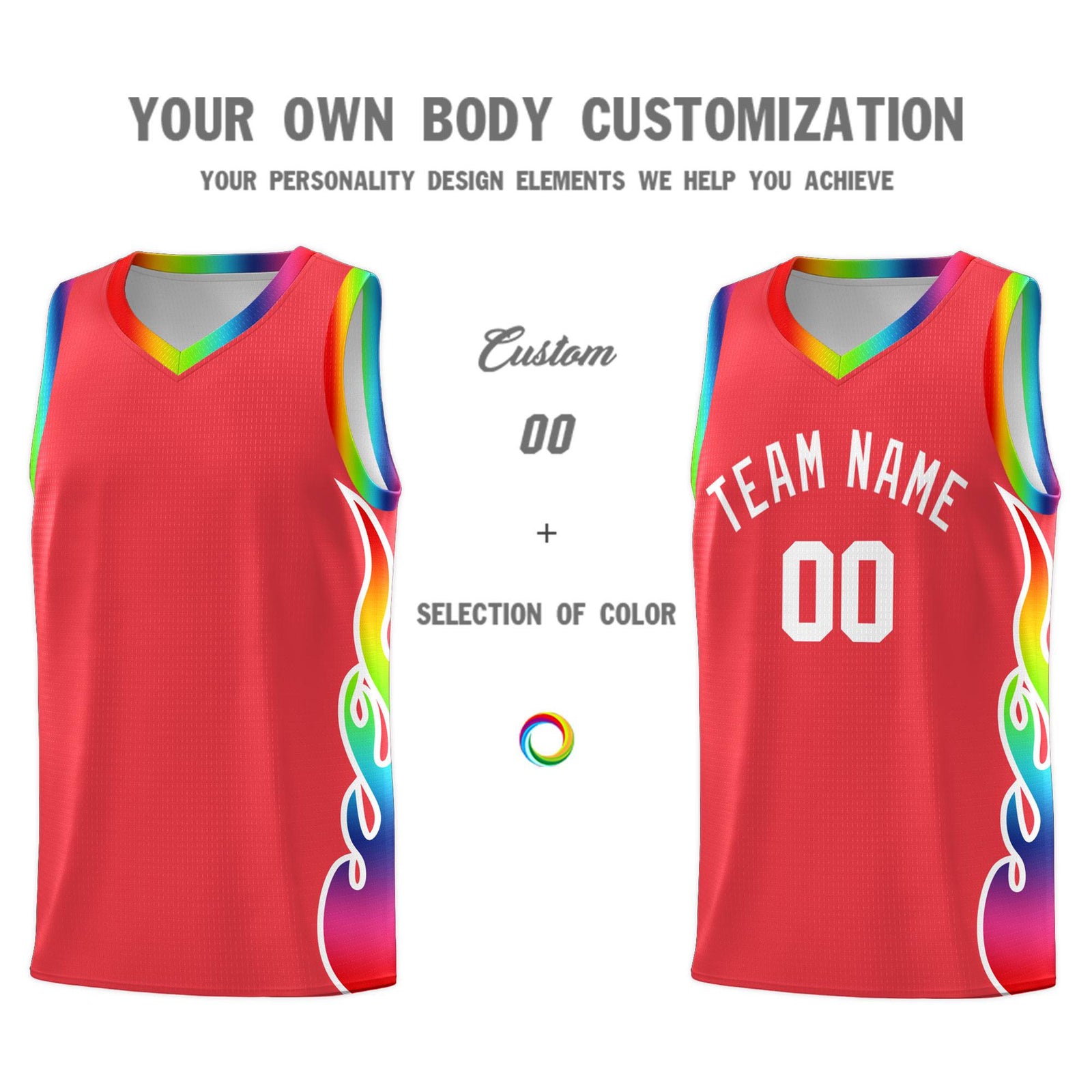 Custom Light Red Side Flame Pattern Fashion Sports Uniform Basketball Jersey