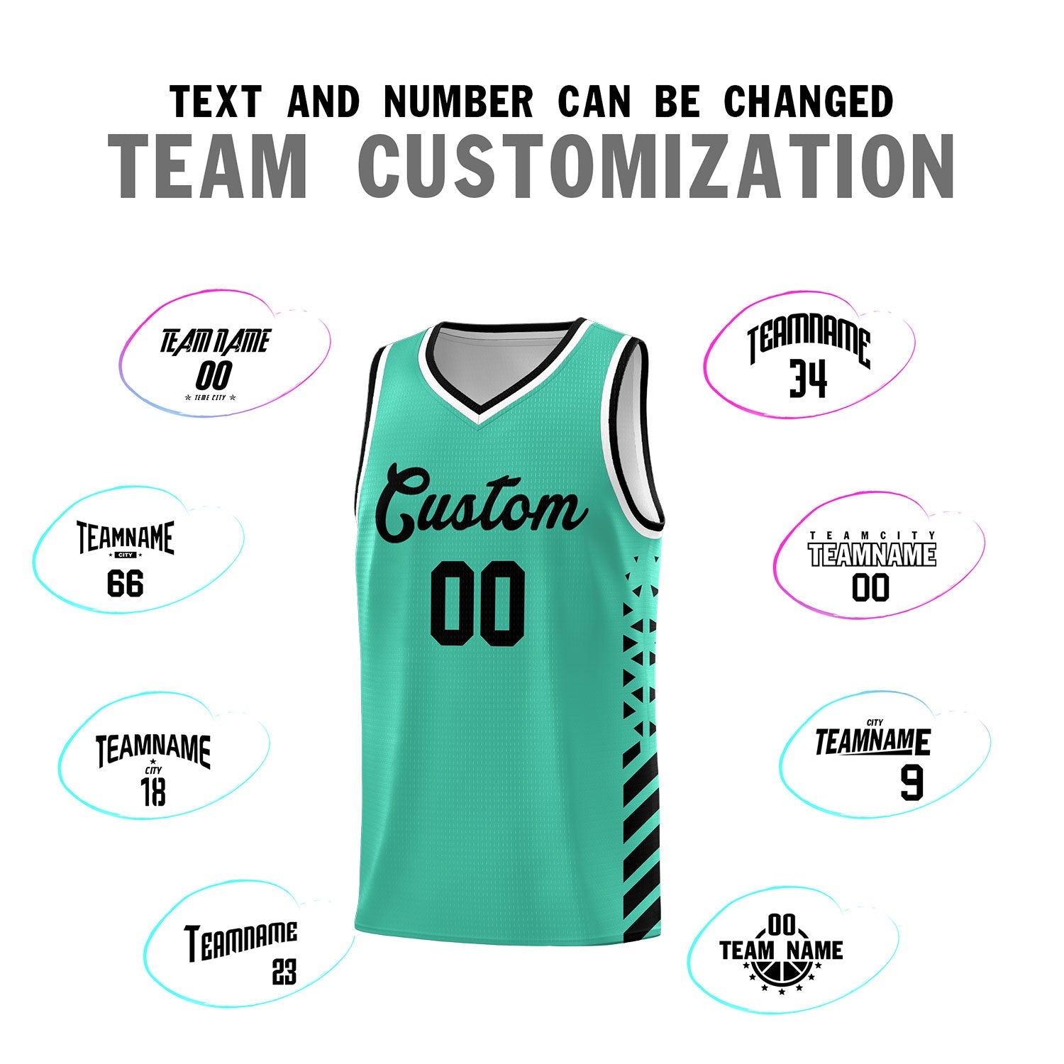 Custom Bright Green Black White Side Diamond Shapes Stripes Basketball Jersey | For Men,Sublimation Printed,Perfect for Teams,Perfect for Coaches | KXKSHOP