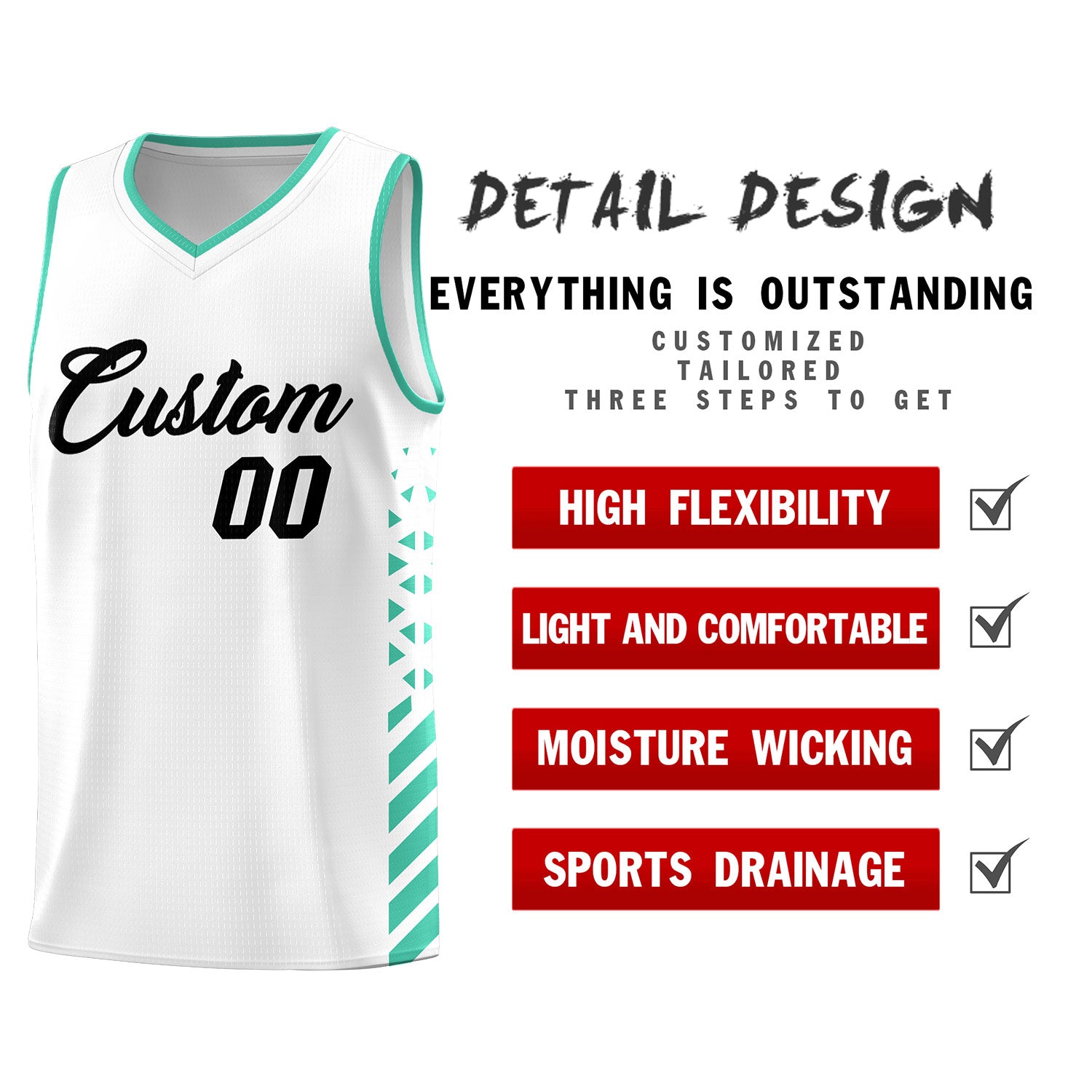 Custom White Bright Green Side Diamond Shapes Stripes Basketball Jersey | For Men,Sublimation Printed,Perfect for Teams,Perfect for Coaches | KXKSHOP