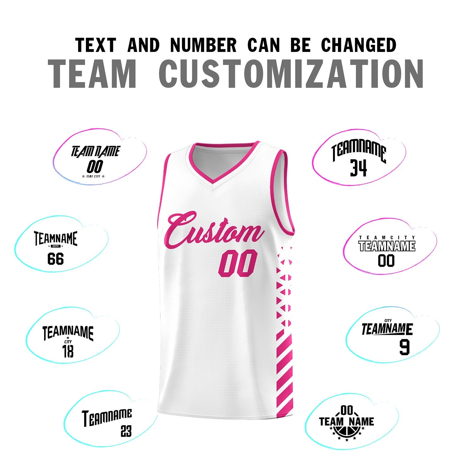 Custom White Rose Red Side Diamond Shapes Stripes Basketball Jersey | For Men,Sublimation Printed,Perfect for Teams,Perfect for Coaches | KXKSHOP