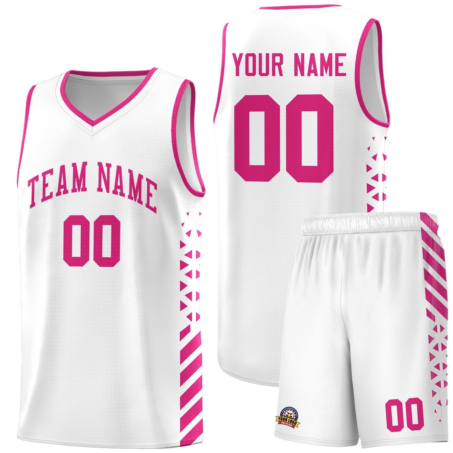 Custom White Rose Red Side Diamond Shapes Stripes Basketball Jersey | For Men,Sublimation Printed,Perfect for Teams,Perfect for Coaches | KXKSHOP