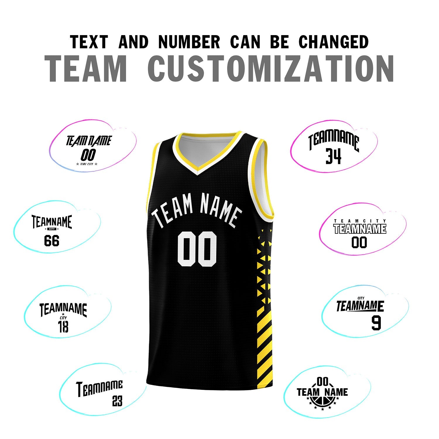Custom Black Gold White Side Diamond Shapes Stripes Basketball Jersey | For Men,Sublimation Printed,Perfect for Teams,Perfect for Coaches | KXKSHOP