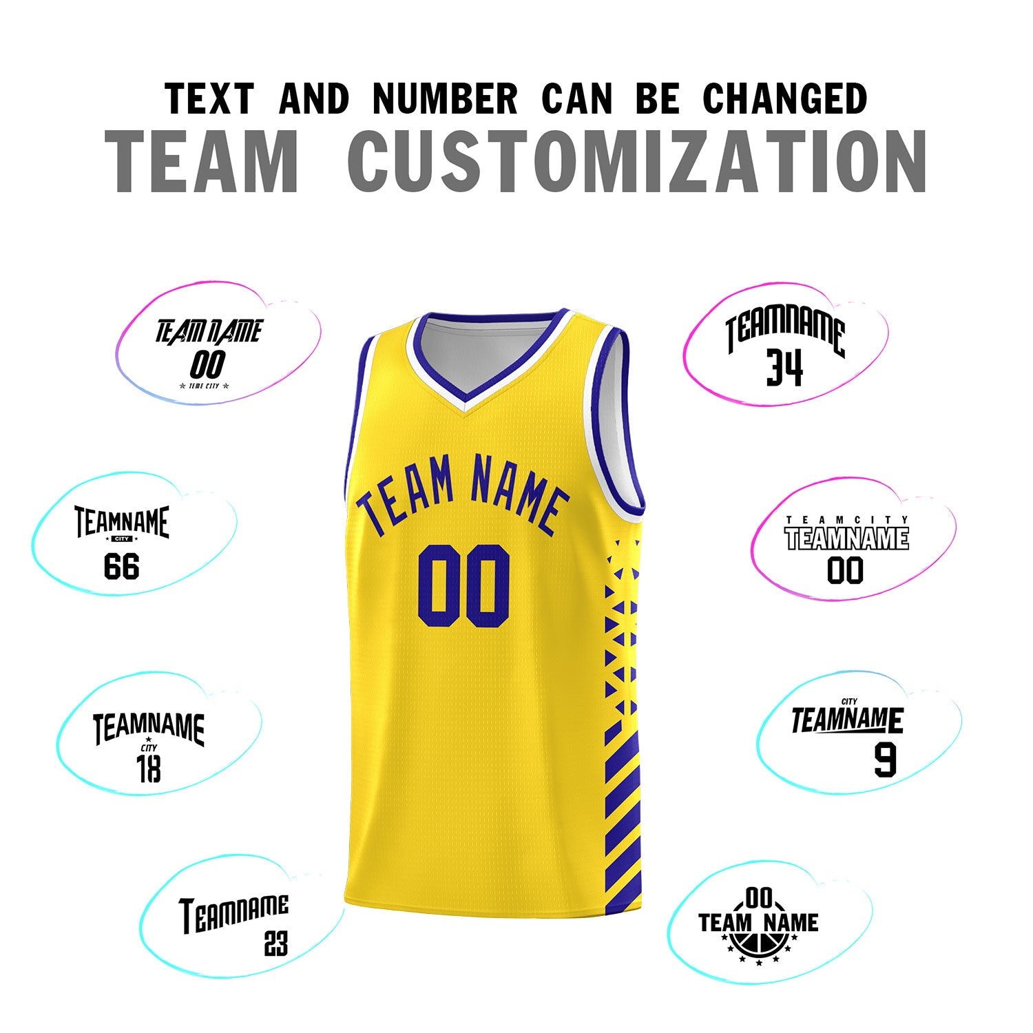Custom Gold Royal Blue White Side Diamond Shapes Stripes Basketball Jersey | For Men,Sublimation Printed,Perfect for Teams,Perfect for Coaches | KXKSHOP