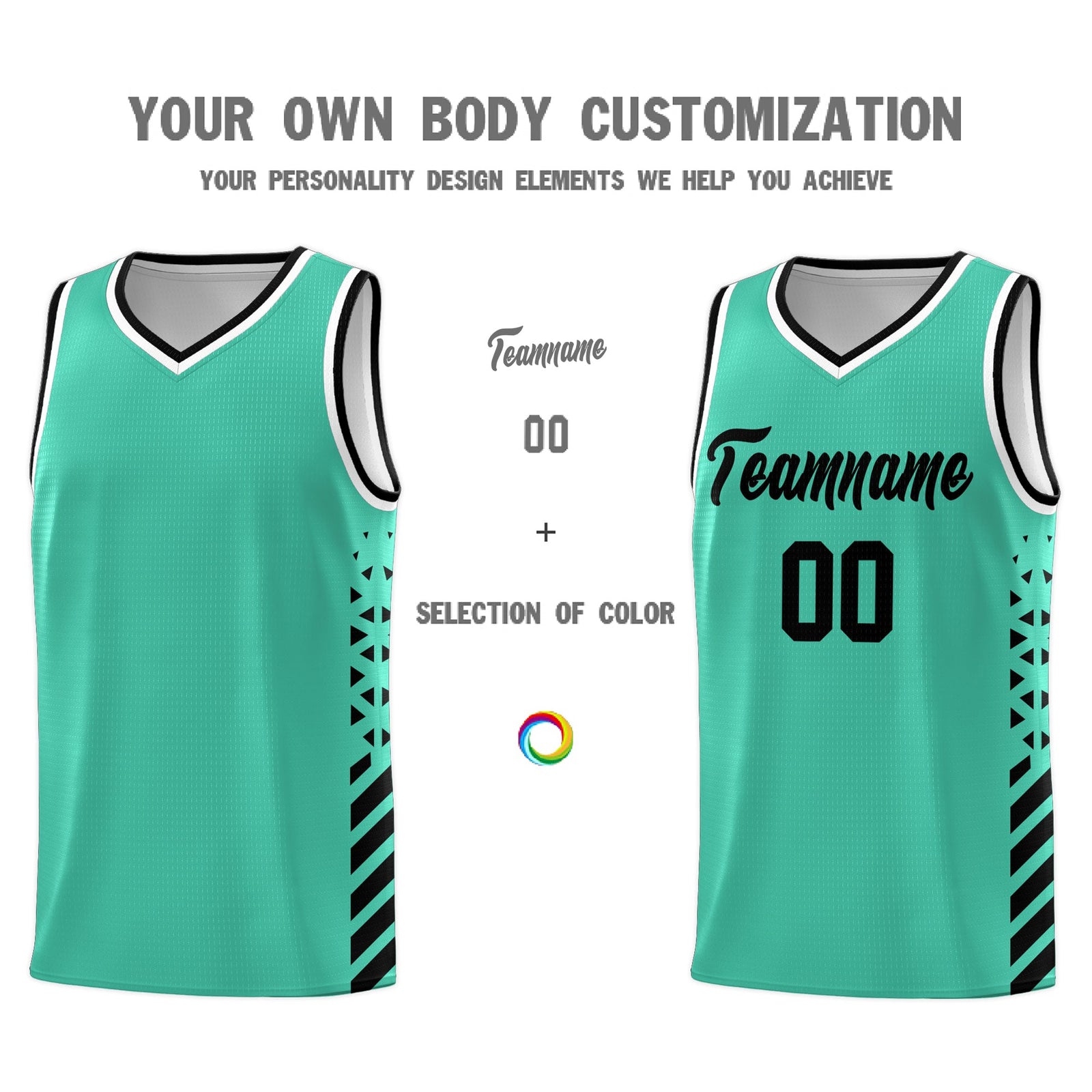 Custom Bright Green Black White Side Diamond Shapes Stripes Basketball Jersey | For Men,Sublimation Printed,Perfect for Teams,Perfect for Coaches | KXKSHOP