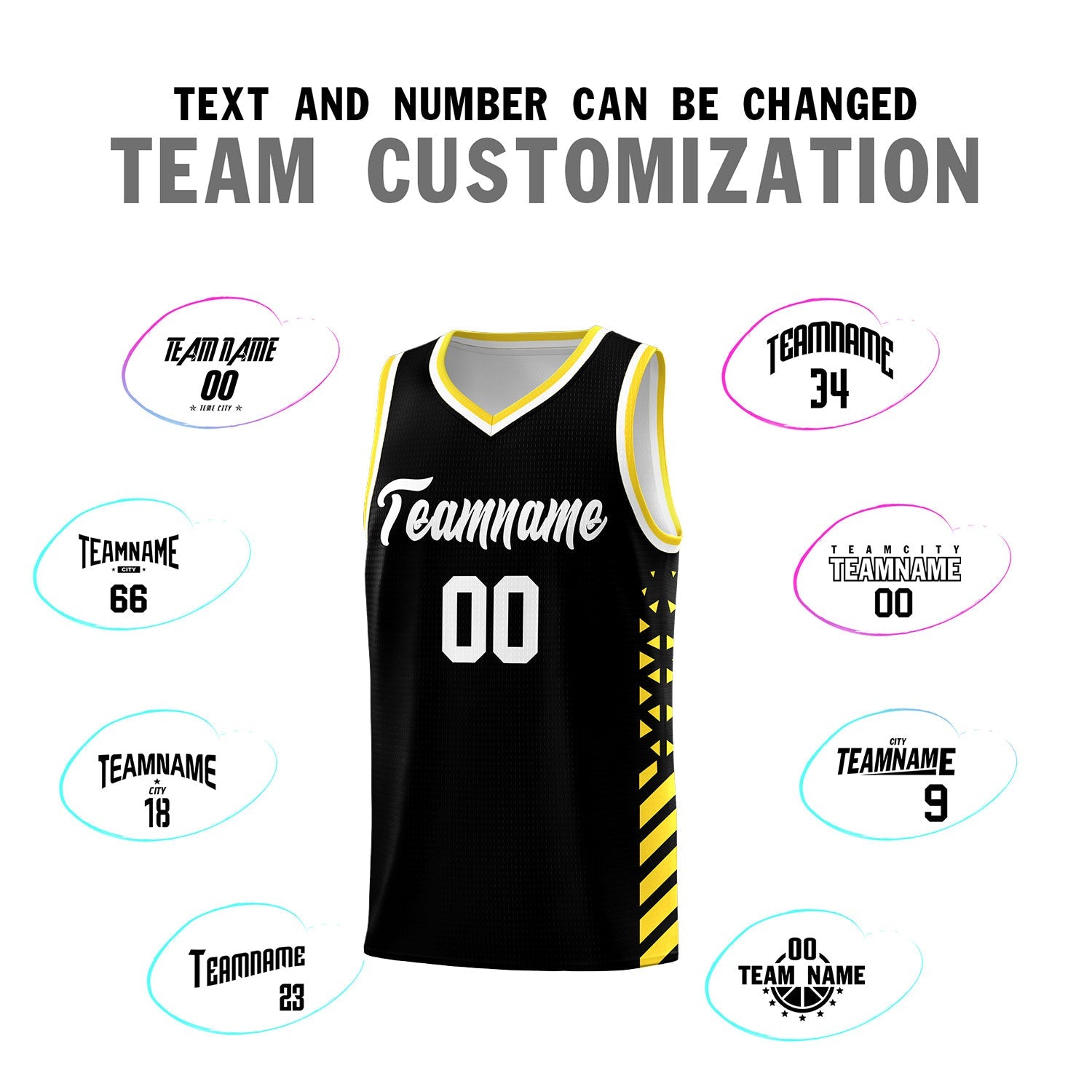 Custom Black Gold White Side Diamond Shapes Stripes Basketball Jersey | For Men,Sublimation Printed,Perfect for Teams,Perfect for Coaches | KXKSHOP