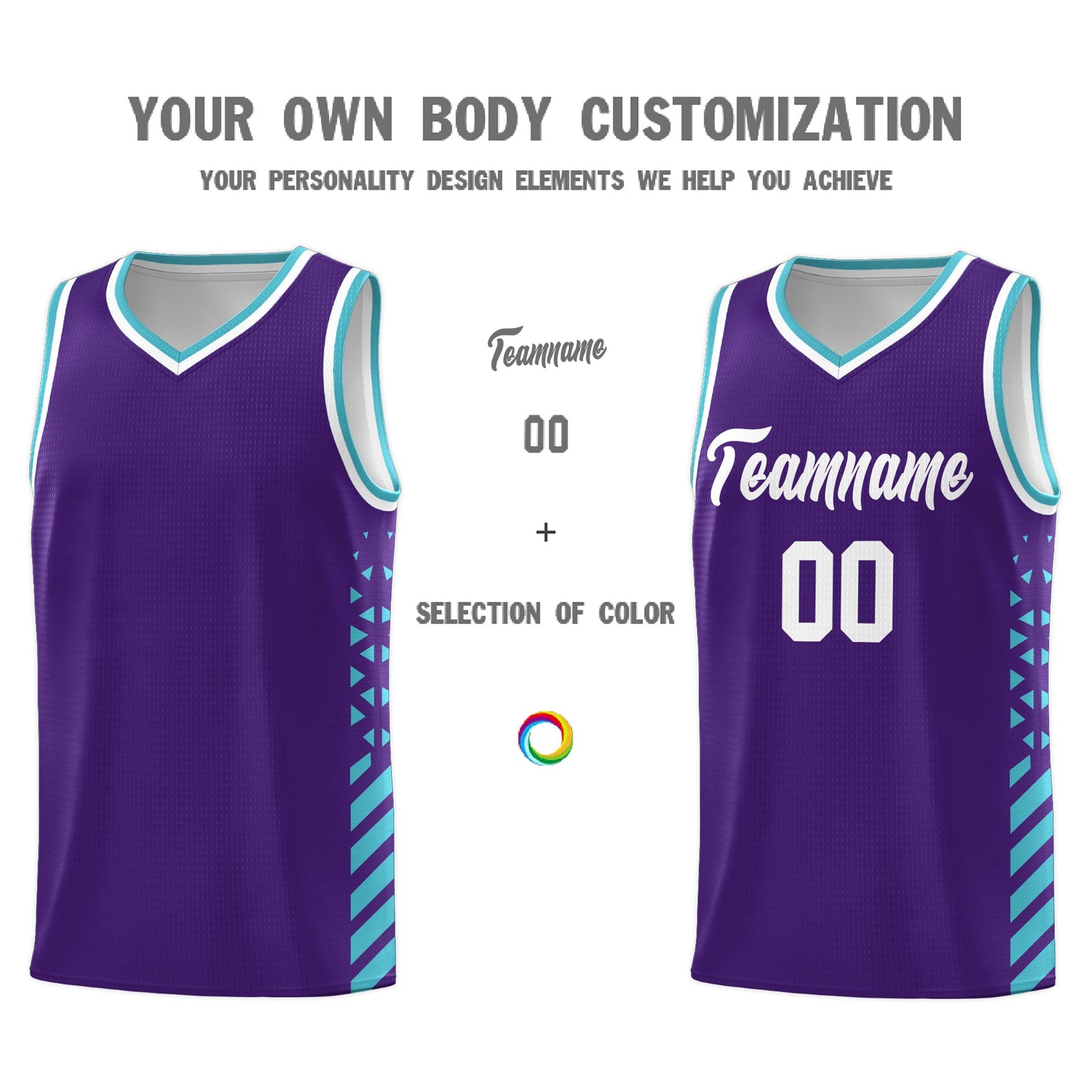 Custom Purple Sky Blue White Side Diamond Shapes Stripes Basketball Jersey | For Men,Sublimation Printed,Perfect for Teams,Perfect for Coaches | KXKSHOP