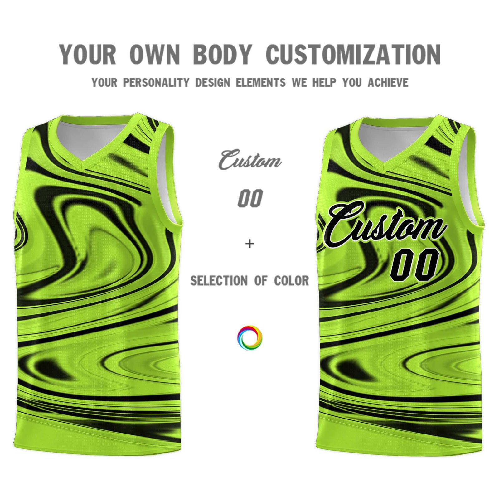Custom Light Green Black Graffiti Pattern Fluids Style Sports Uniform Basketball Jersey Sets