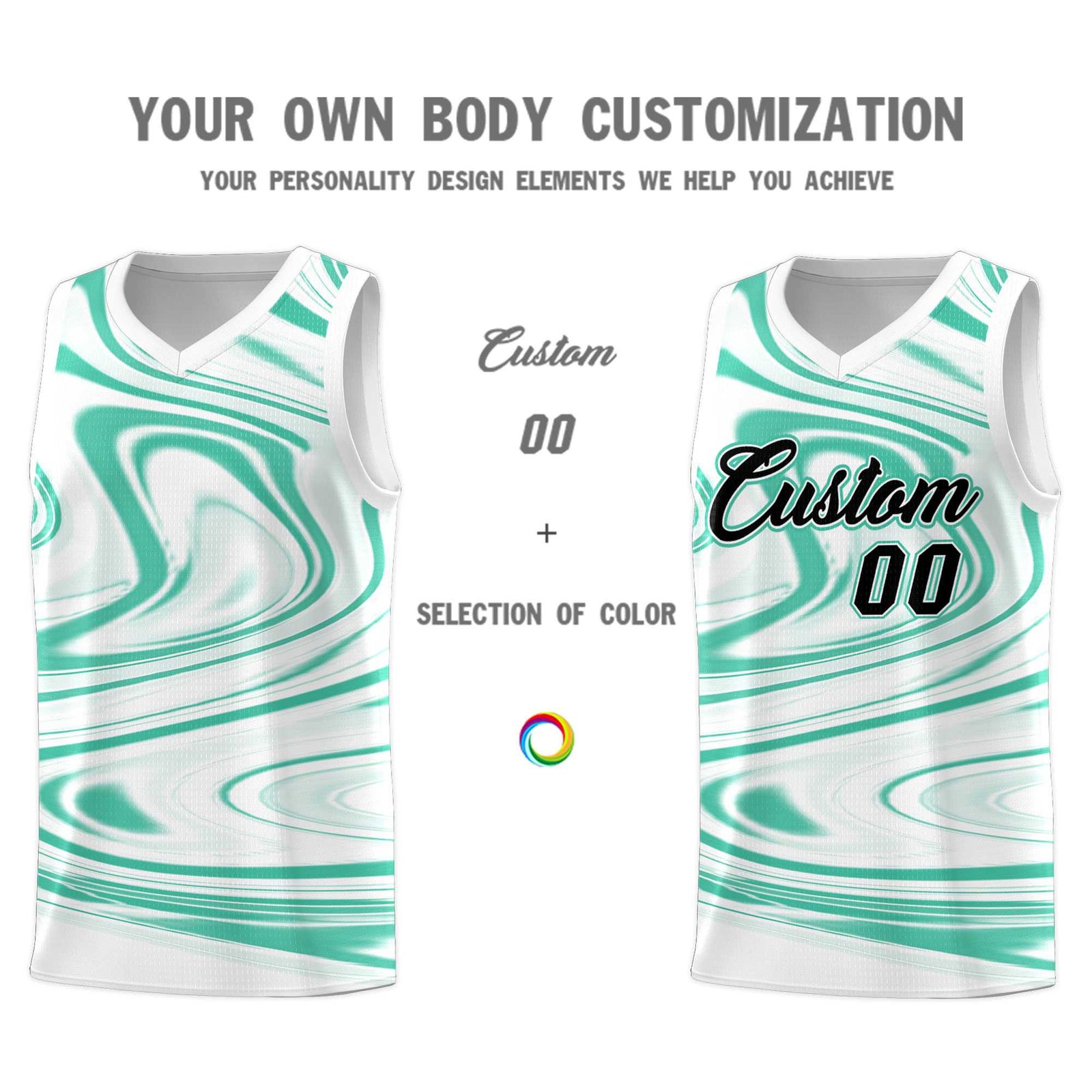 Custom White Bright Green Graffiti Pattern Fluids Style Sports Uniform Basketball Jersey Sets