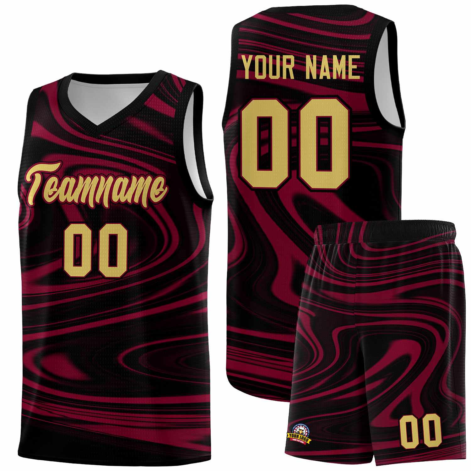 Custom Black Crimson Graffiti Pattern Fluids Style Sports Uniform Basketball Jersey Sets
