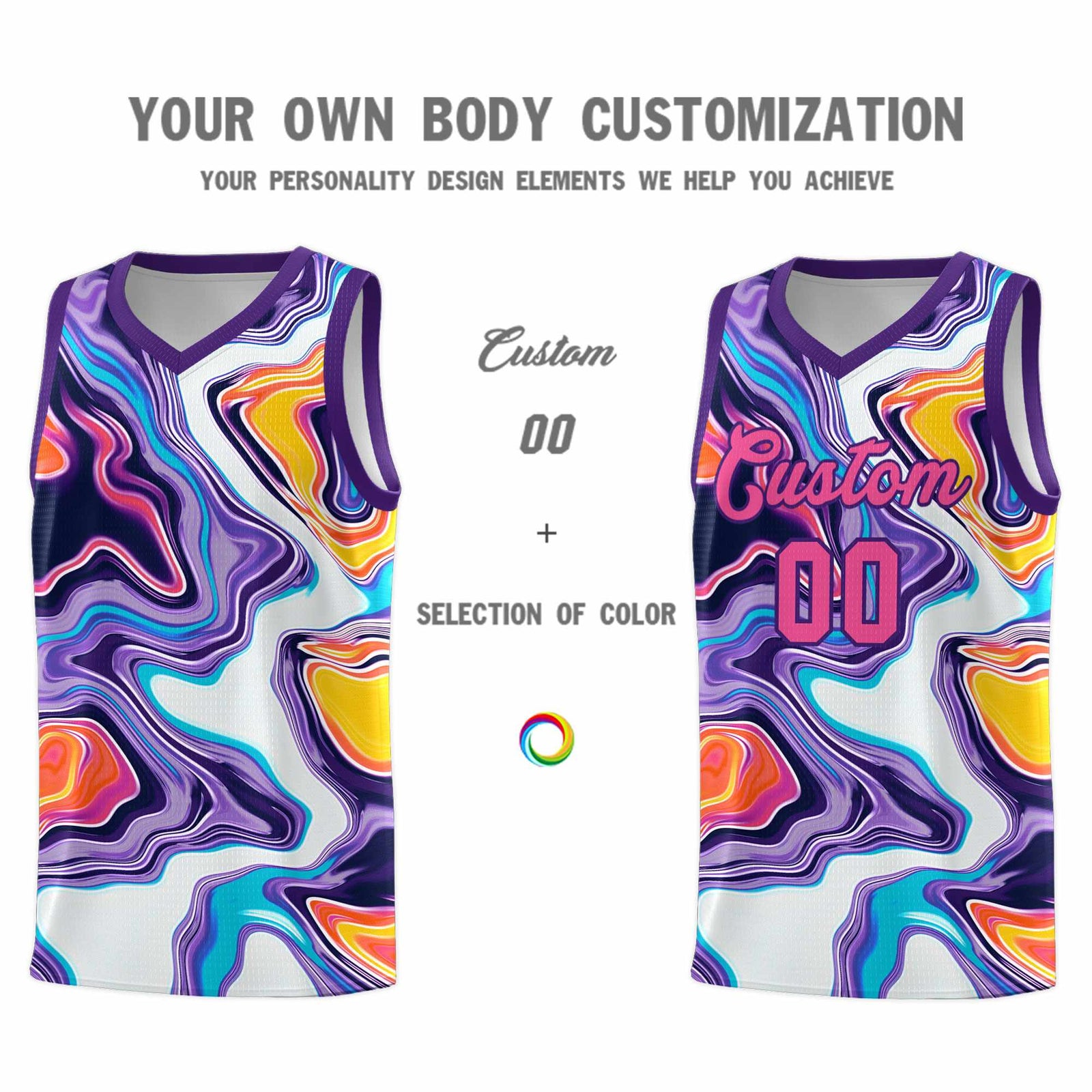 Custom Purple Fluid Painting Pattern Sports Uniform Basketball Jersey