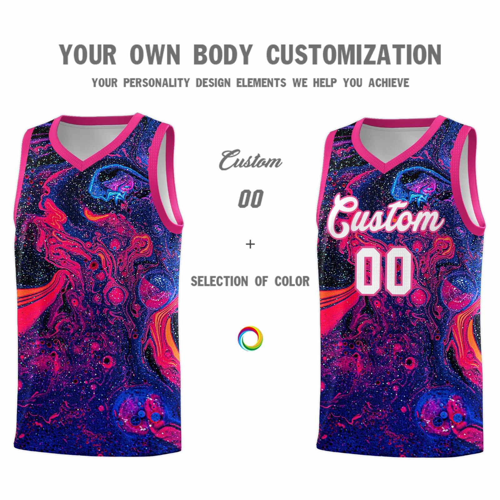 Custom Rose Red Fluid Painting Pattern Sports Uniform Basketball Jersey