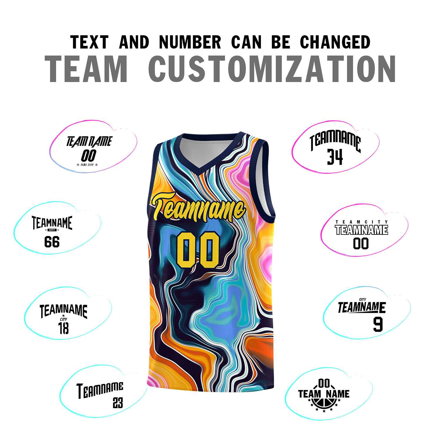 Custom Navy Fluid Painting Pattern Sports Uniform Basketball Jersey