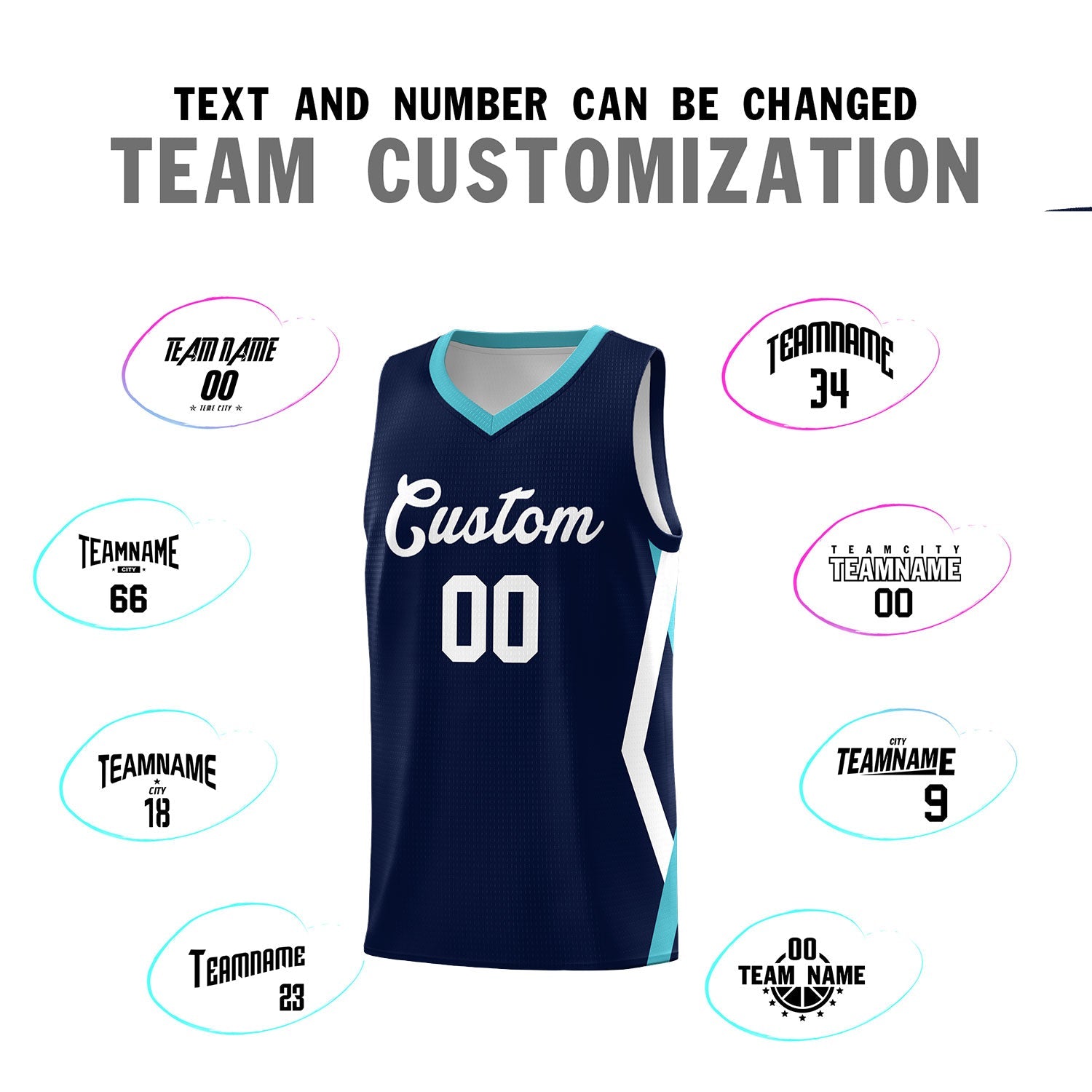 Custom Navy Side Rhombus Graffiti Pattern Sets Basketball Jersey