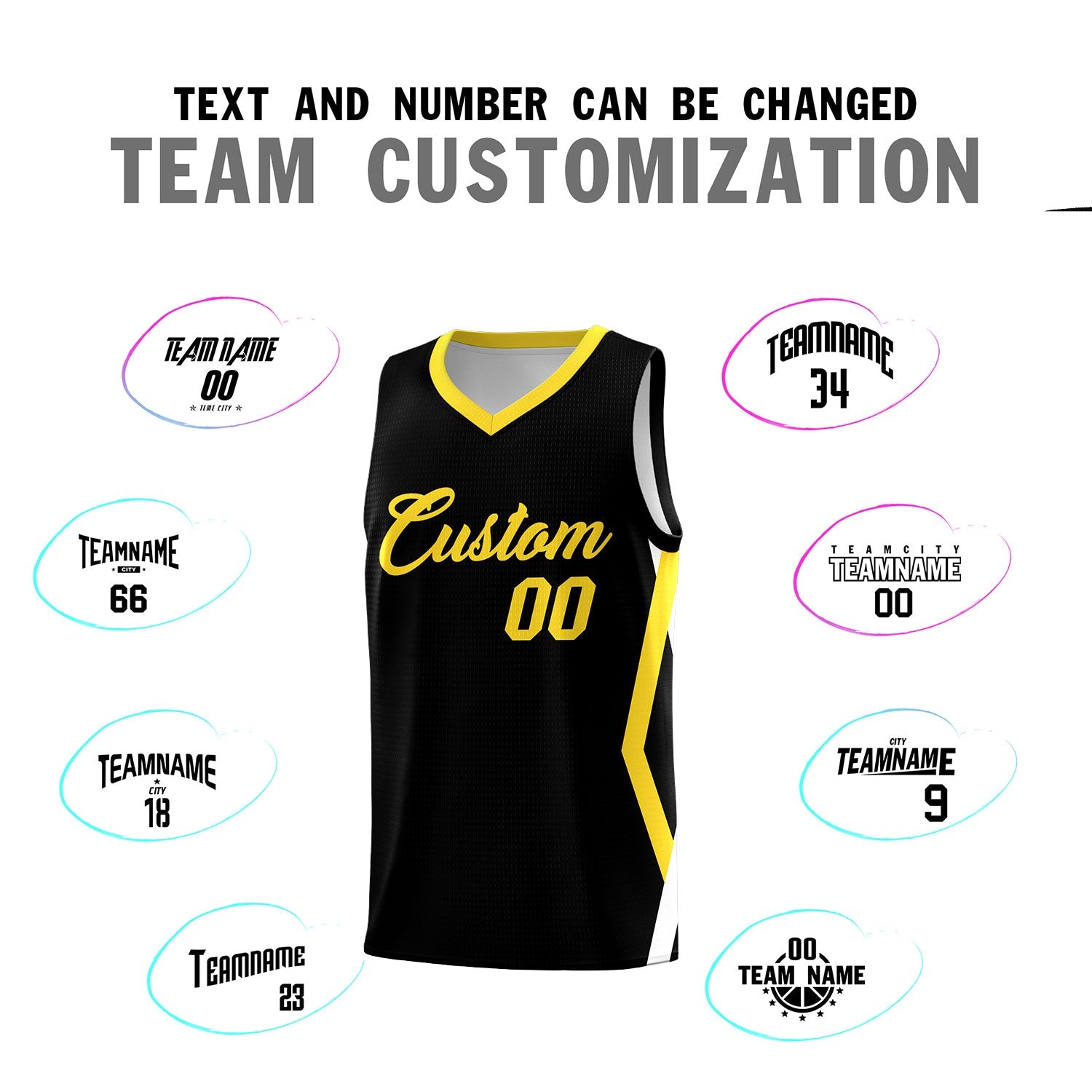 Custom Black Side Rhombus Graffiti Pattern Sets Basketball Jersey
