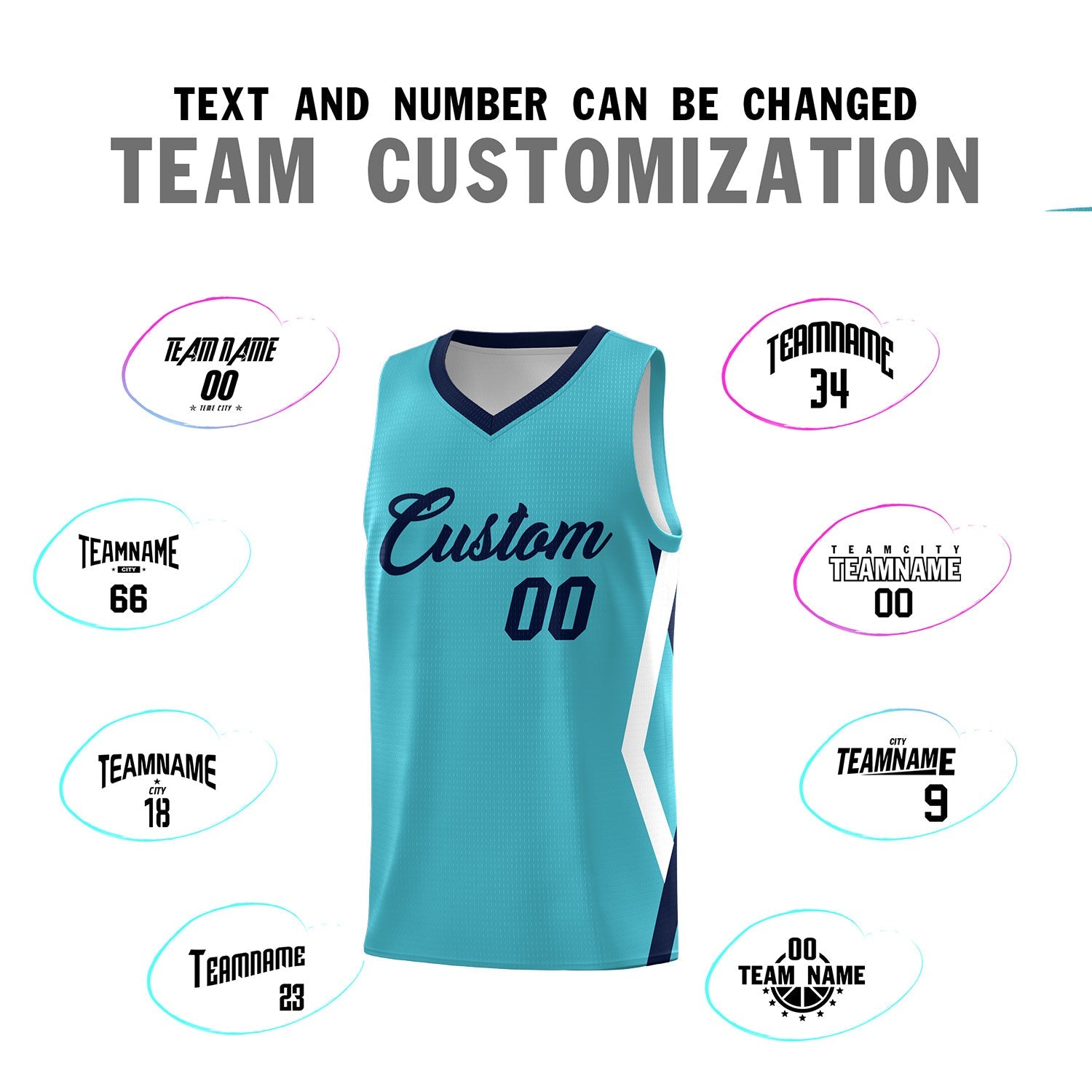 Custom Sky Blue Side Rhombus Graffiti Pattern Sets Basketball Jersey