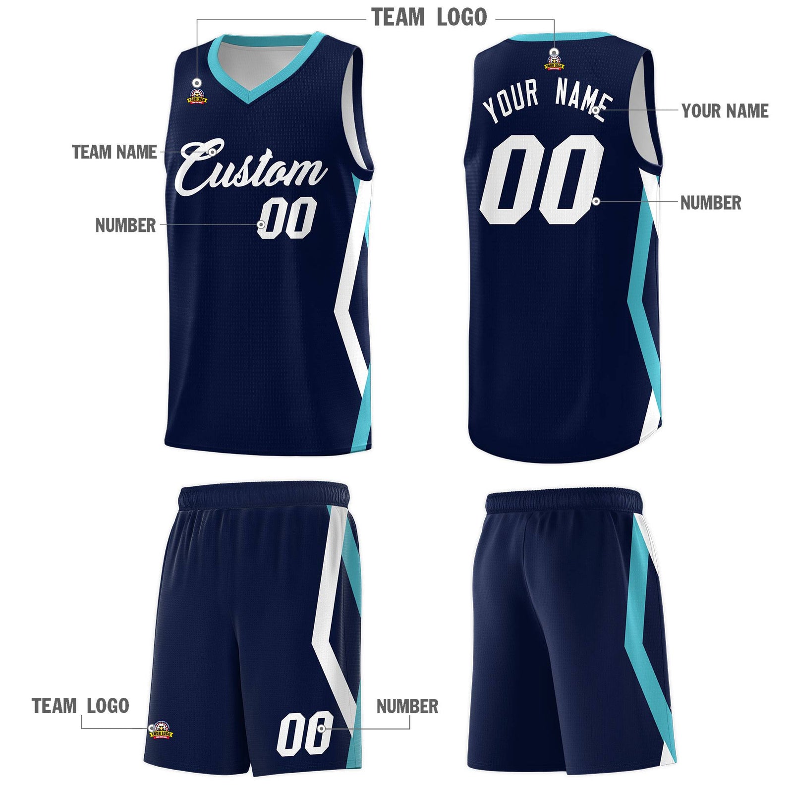 Custom Navy Side Rhombus Graffiti Pattern Sets Basketball Jersey
