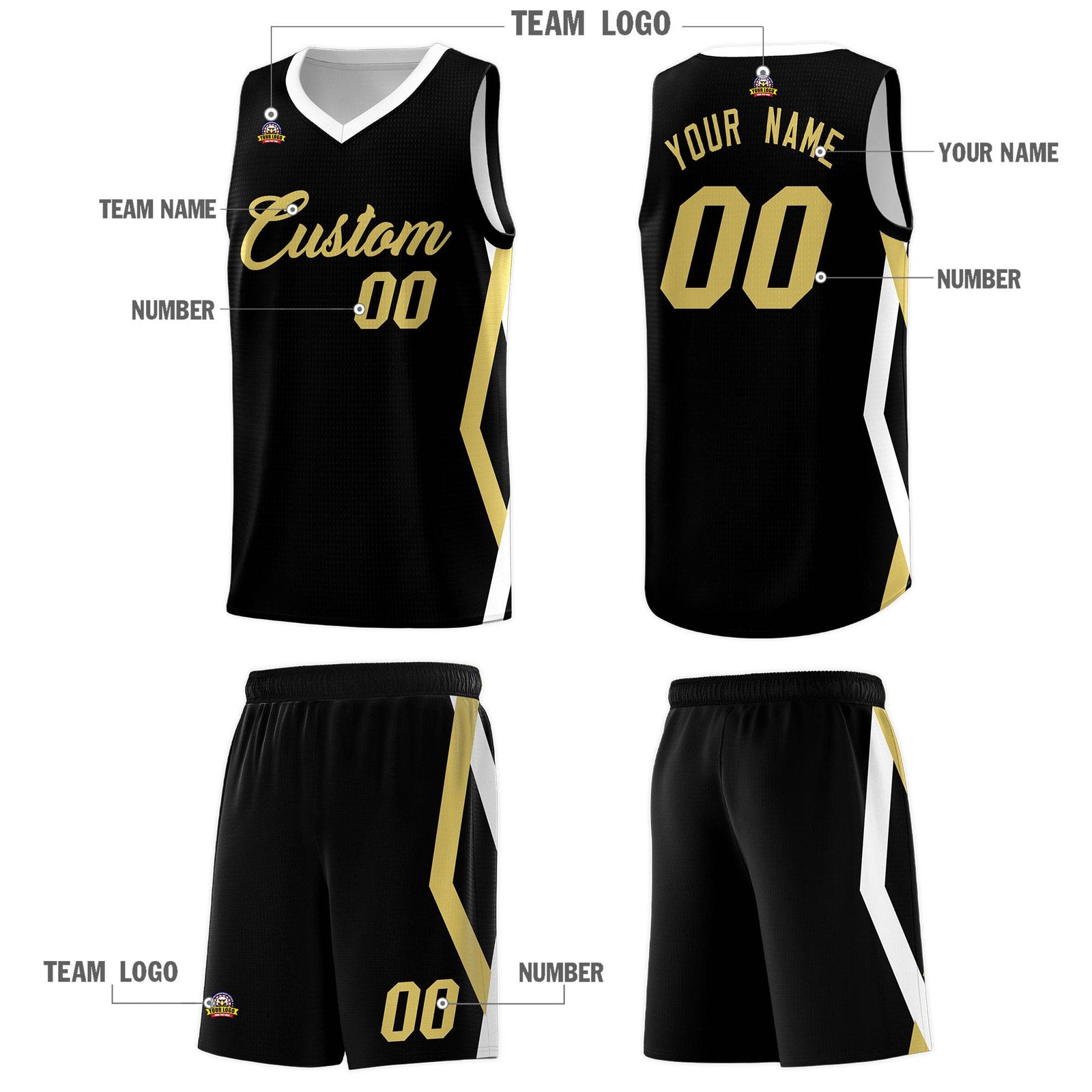 Custom Black Side Rhombus Graffiti Pattern Sets Basketball Jersey