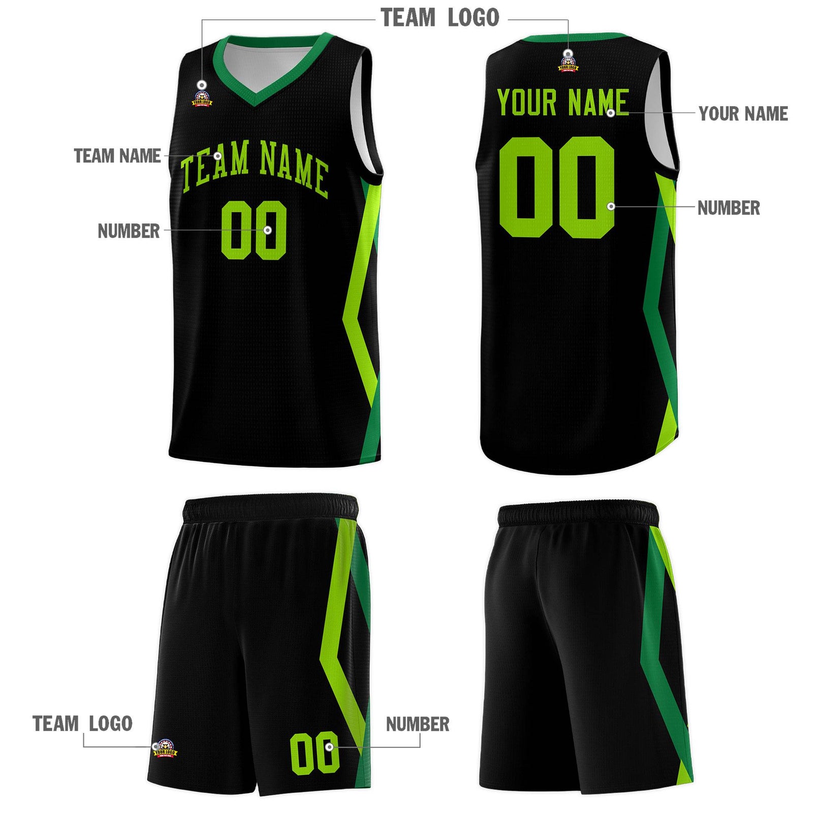 Custom Black Side Rhombus Graffiti Pattern Sets Basketball Jersey