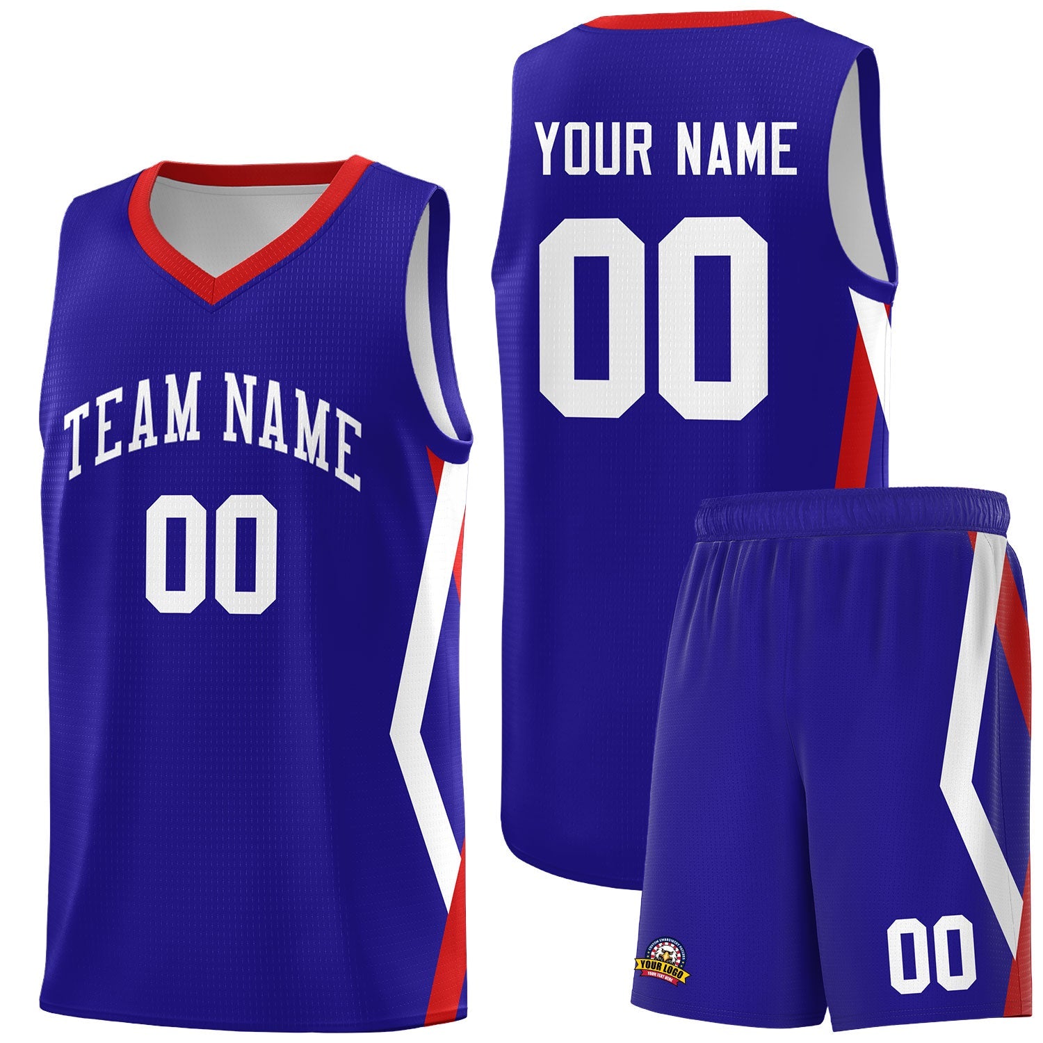 Custom Royal Side Rhombus Graffiti Pattern Sets Basketball Jersey