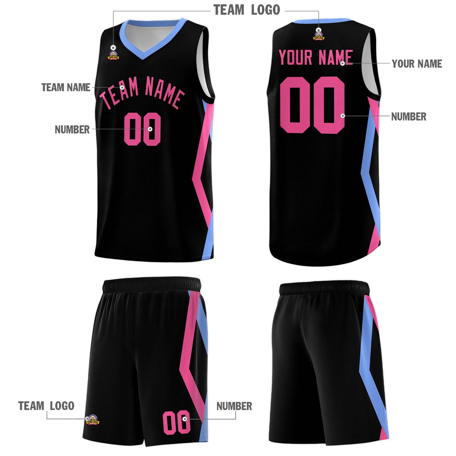 Custom Black Side Rhombus Graffiti Pattern Sets Basketball Jersey