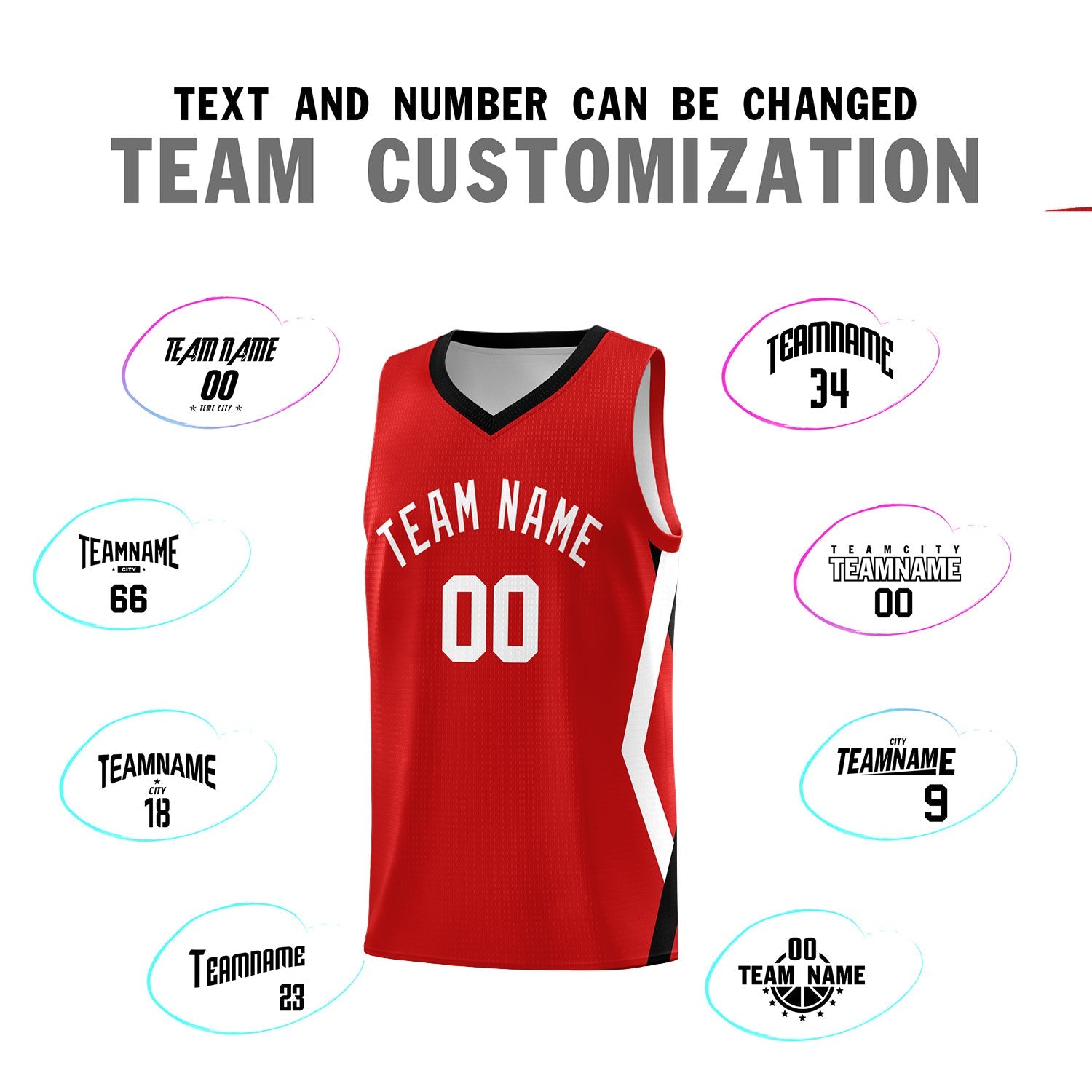 Custom Red Side Rhombus Graffiti Pattern Sets Basketball Jersey