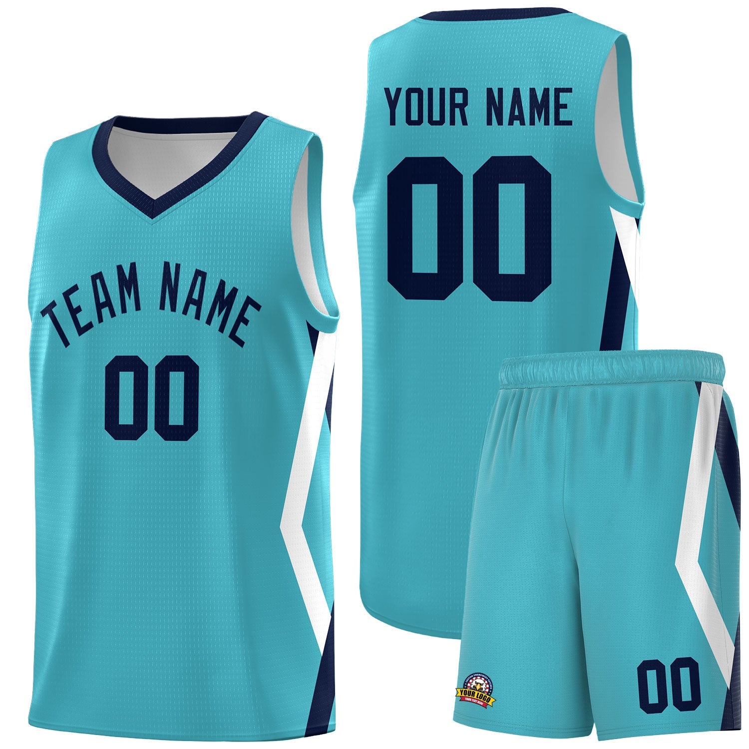 Custom Sky Blue Side Rhombus Graffiti Pattern Sets Basketball Jersey