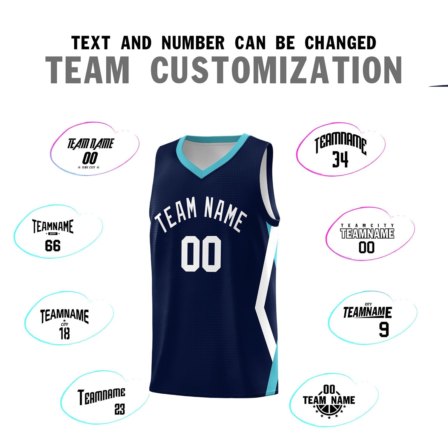 Custom Navy Side Rhombus Graffiti Pattern Sets Basketball Jersey