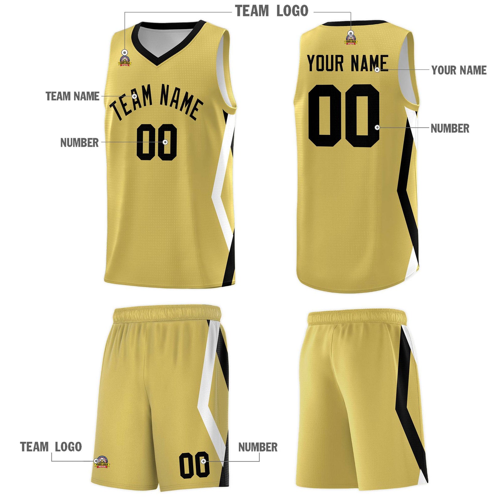 Custom Old Gold Side Rhombus Graffiti Pattern Sets Basketball Jersey