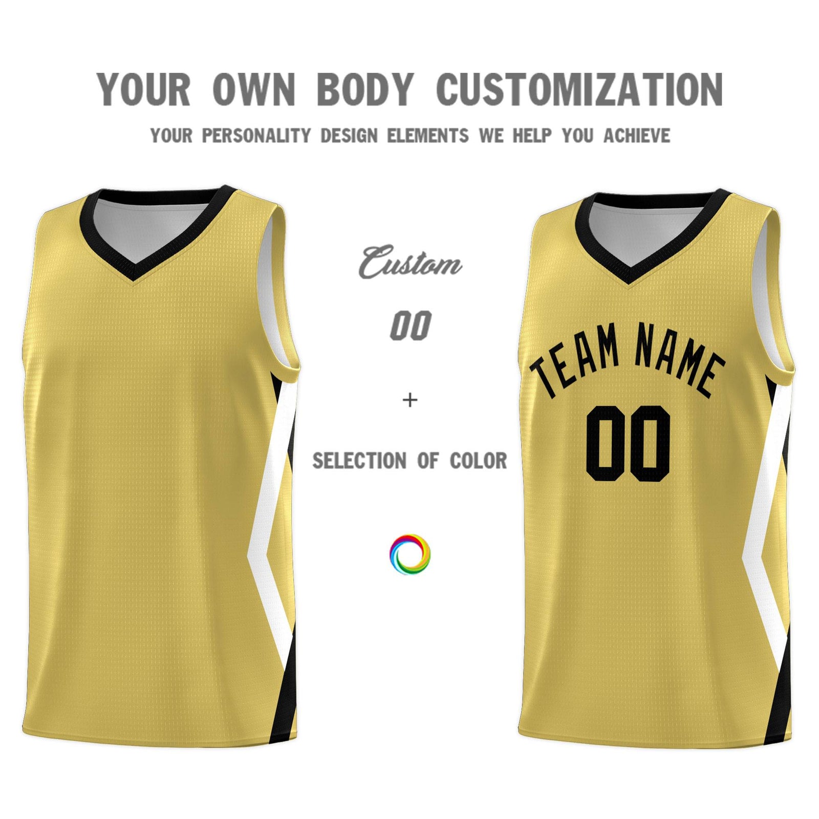 Custom Old Gold Side Rhombus Graffiti Pattern Sets Basketball Jersey
