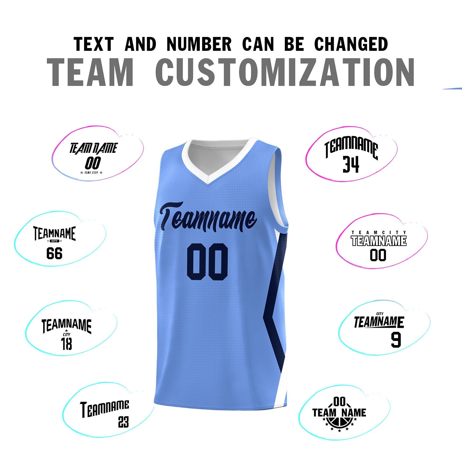 Custom Light Blue Side Rhombus Graffiti Pattern Sets Basketball Jersey