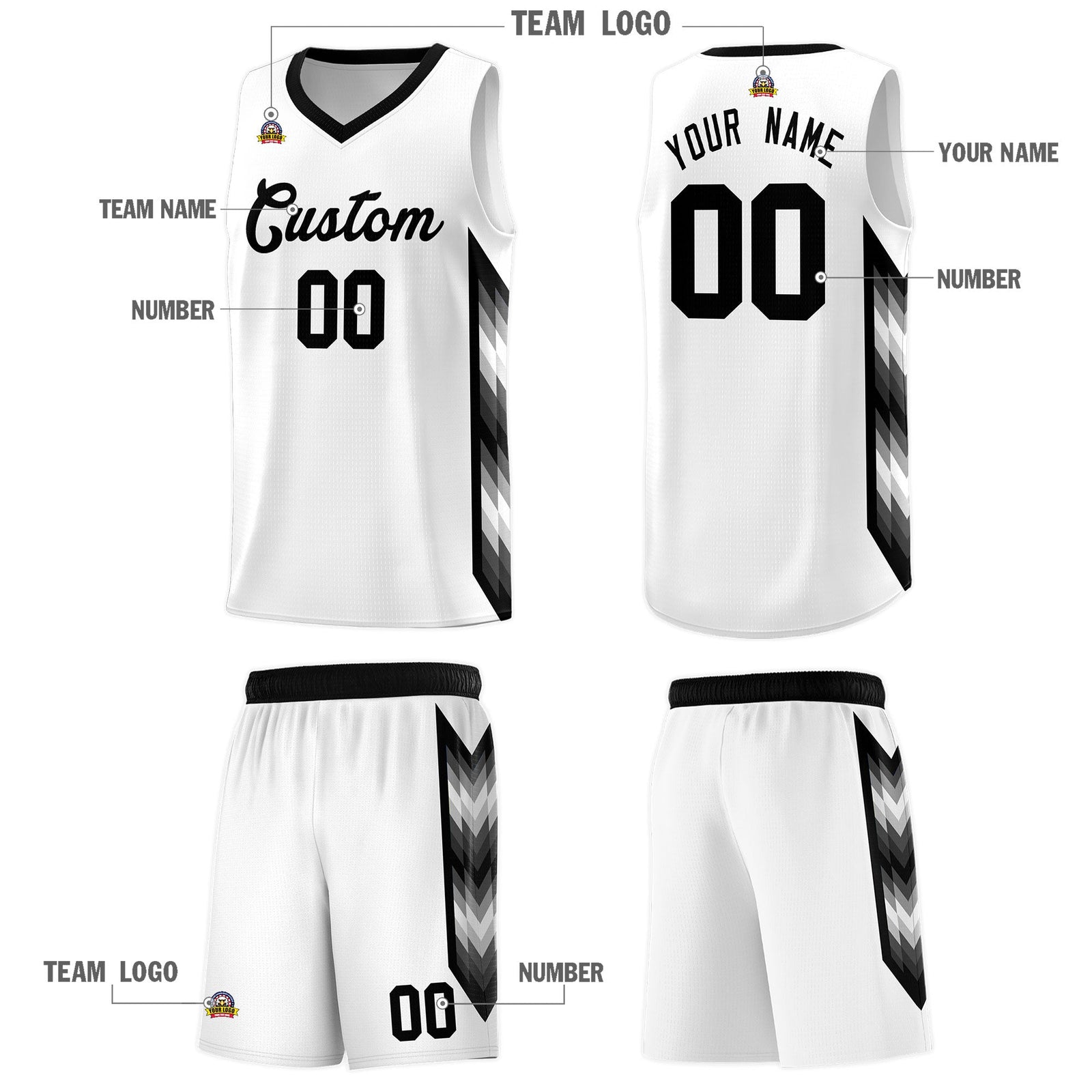 Custom White Mosaic Gradient Fashion Sports Uniform Basketball Jersey