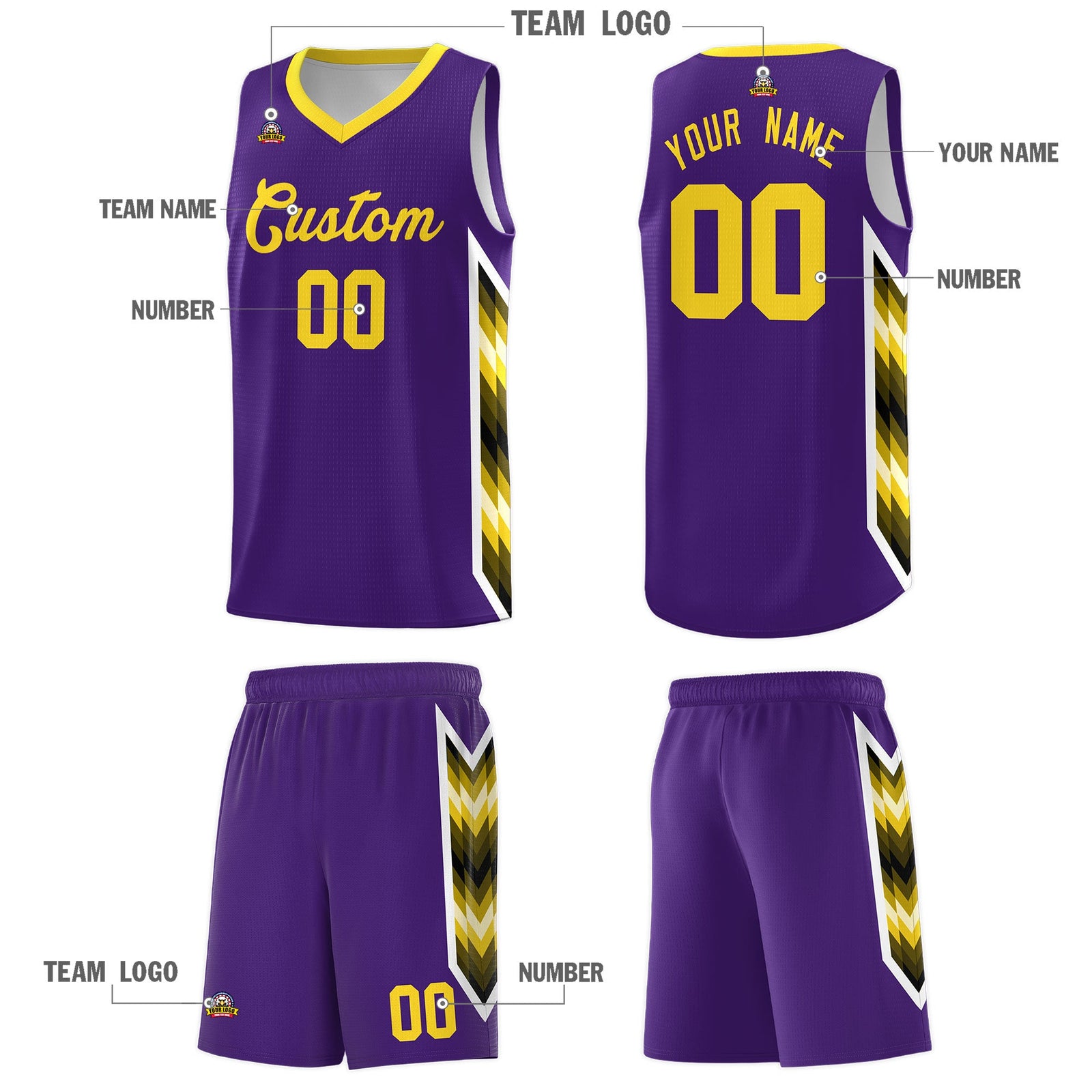 Custom Purple Mosaic Gradient Fashion Sports Uniform Basketball Jersey
