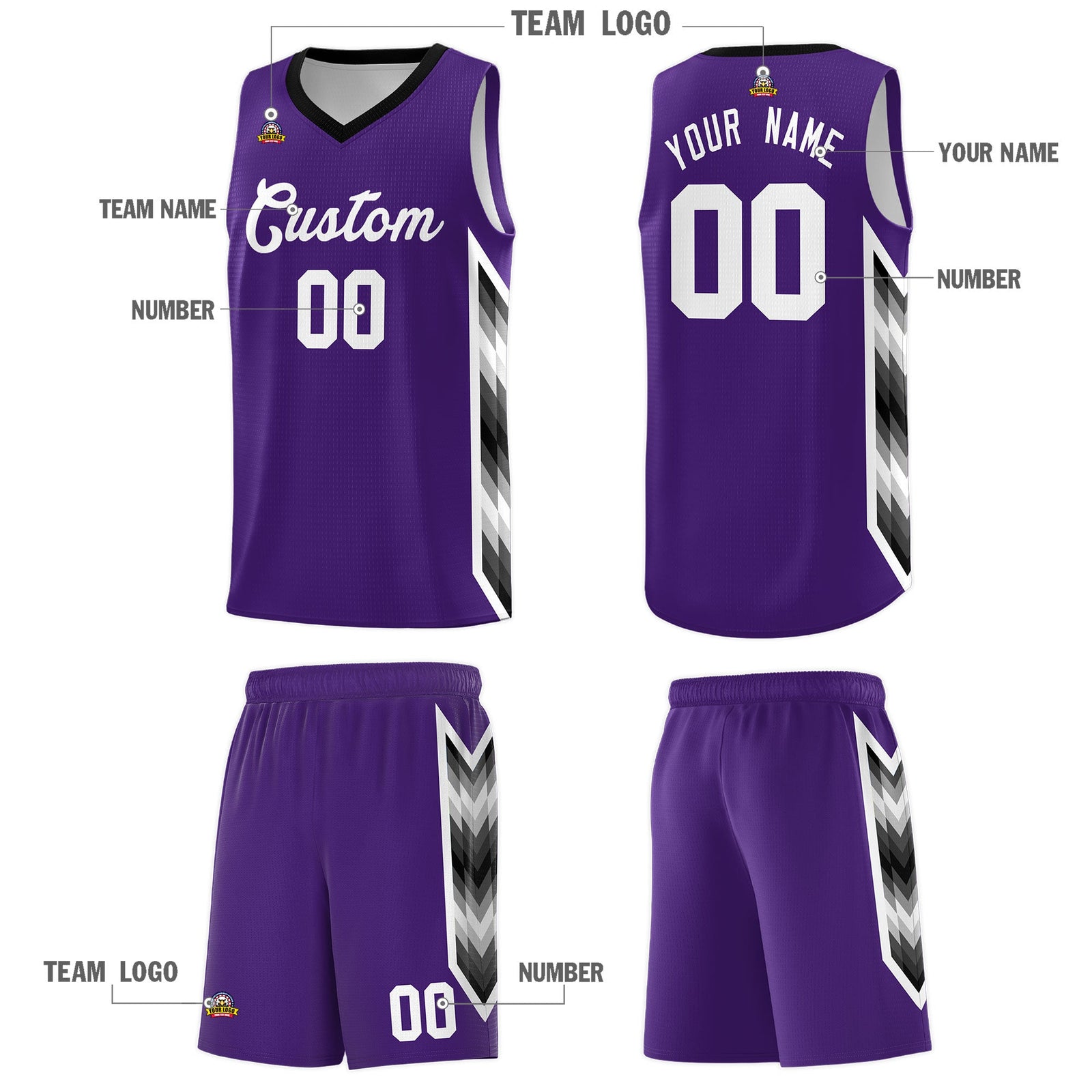 Custom Purple Mosaic Gradient Fashion Sports Uniform Basketball Jersey