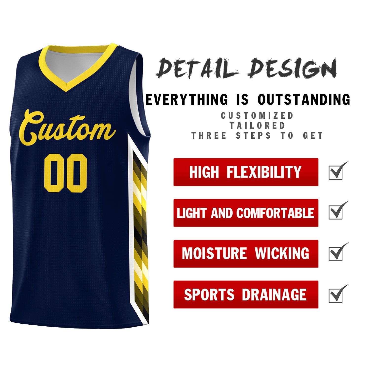 Custom Navy Mosaic Gradient Fashion Sports Uniform Basketball Jersey