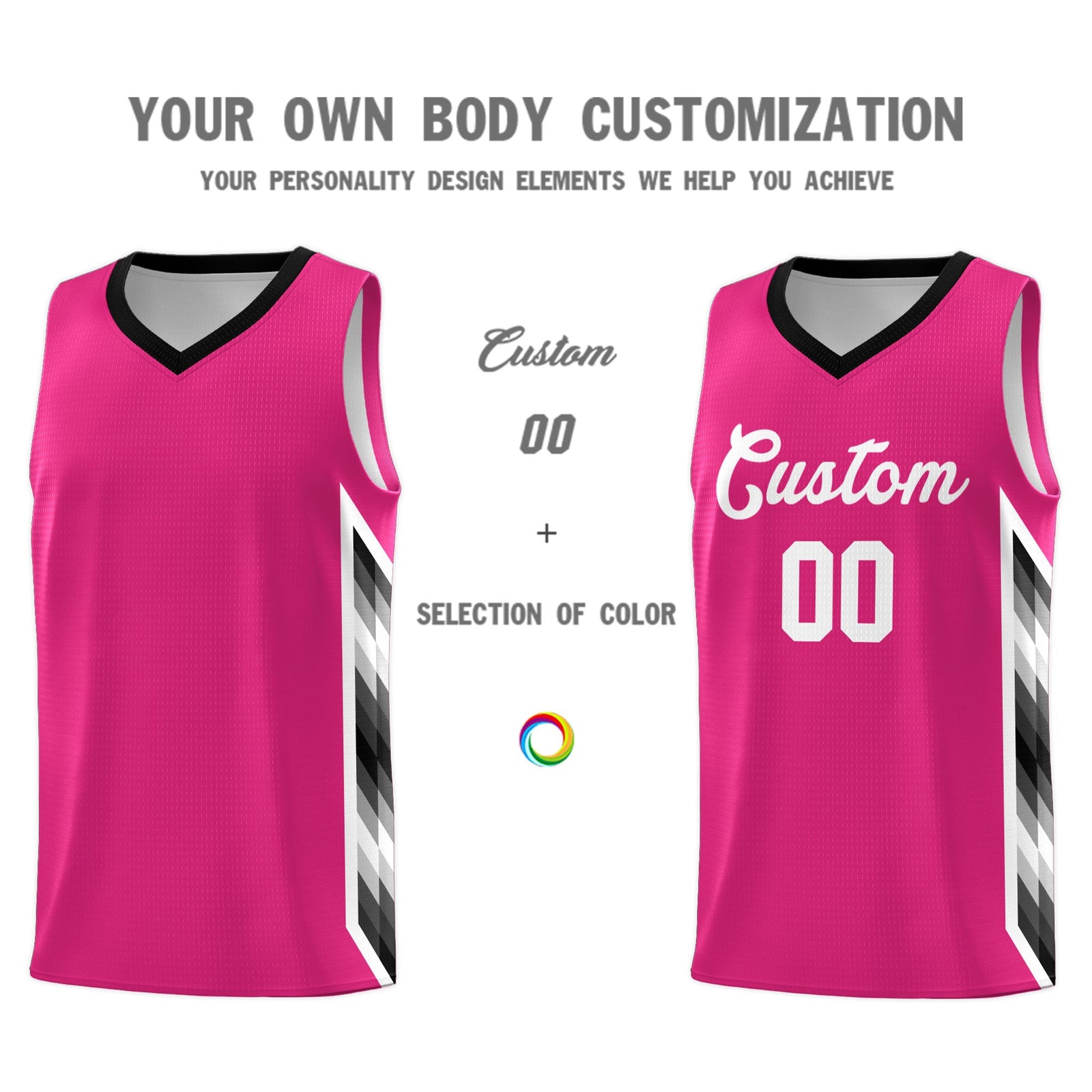 Custom Rose Red Mosaic Gradient Fashion Sports Uniform Basketball Jersey