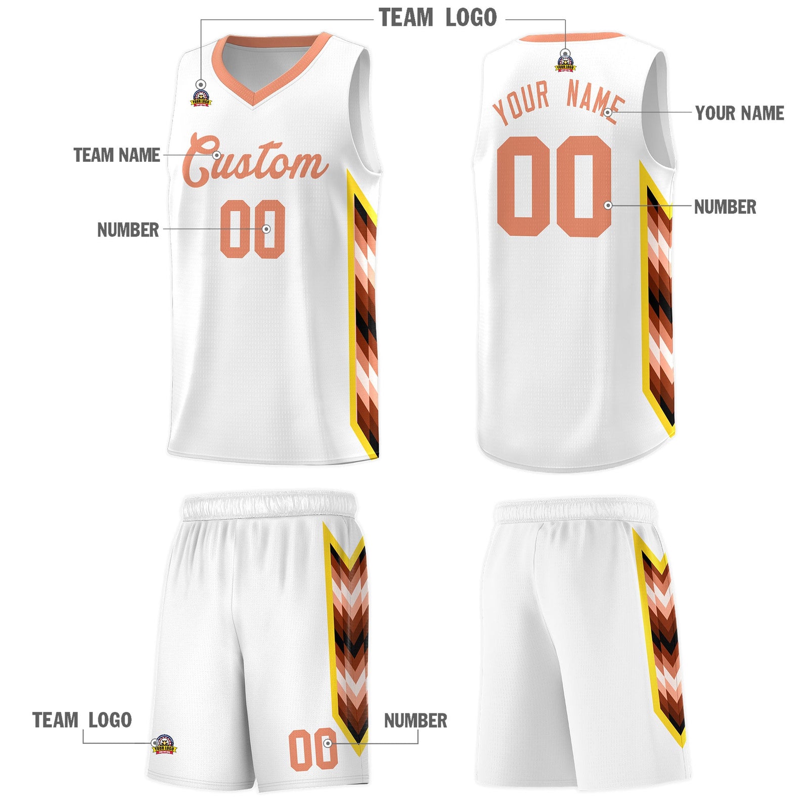 Custom White Mosaic Gradient Fashion Sports Uniform Basketball Jersey