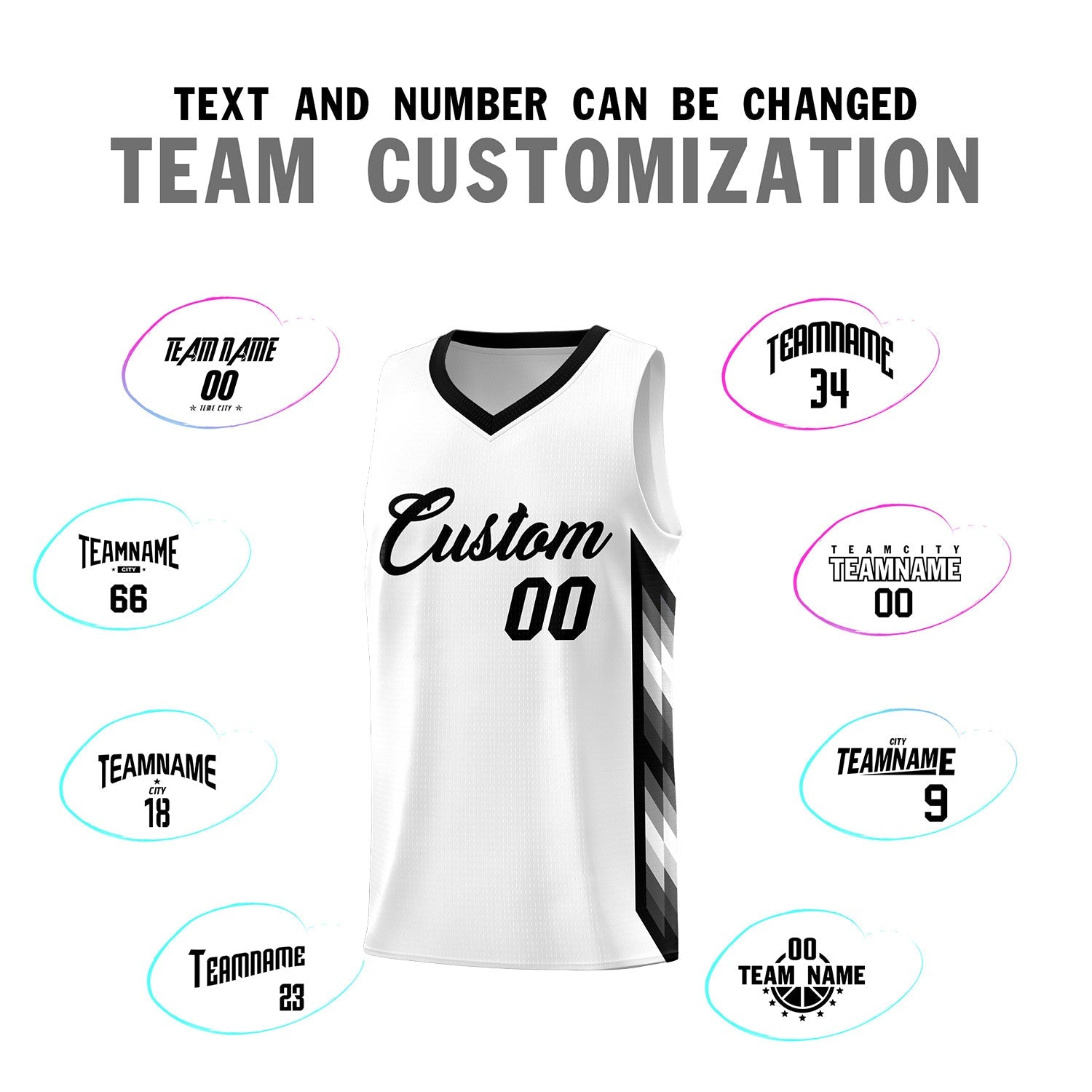 Custom White Mosaic Gradient Fashion Sports Uniform Basketball Jersey