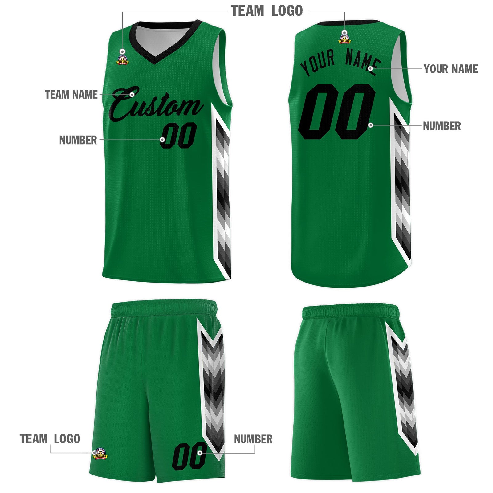 Custom Kelly Green Mosaic Gradient Fashion Sports Uniform Basketball Jersey