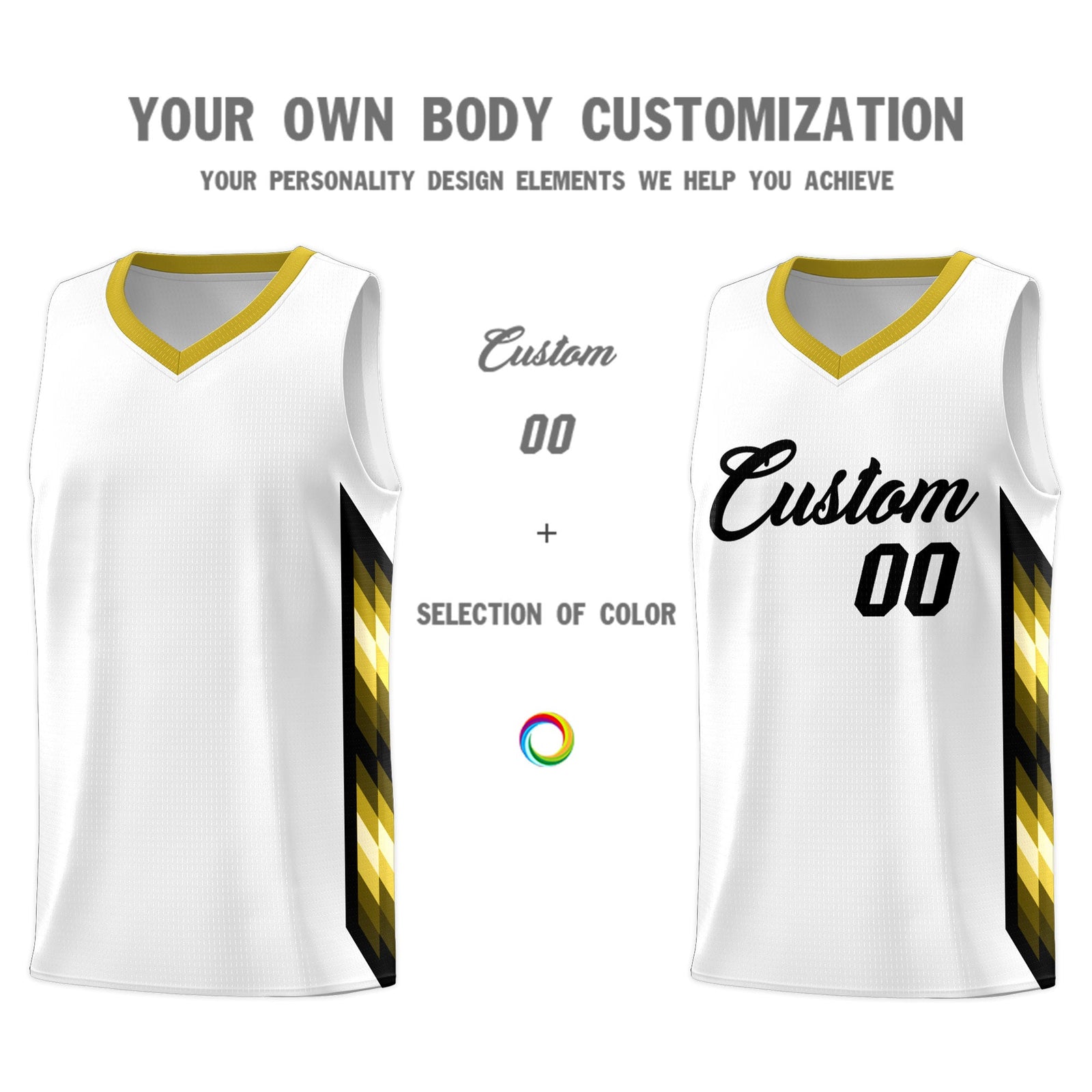 Custom White Mosaic Gradient Fashion Sports Uniform Basketball Jersey