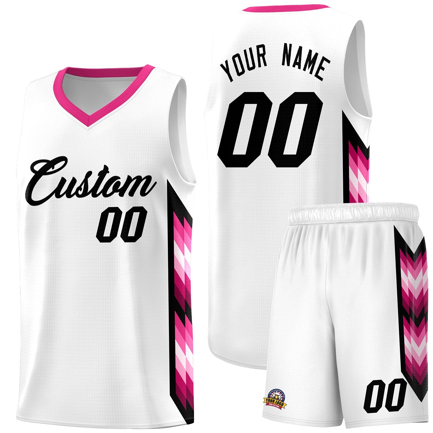 Custom White Mosaic Gradient Fashion Sports Uniform Basketball Jersey