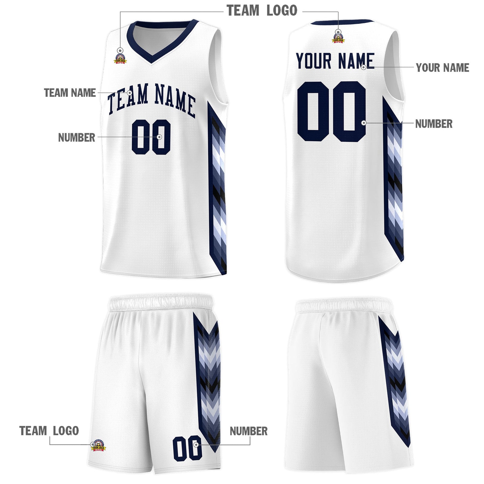 Custom White Mosaic Gradient Fashion Sports Uniform Basketball Jersey