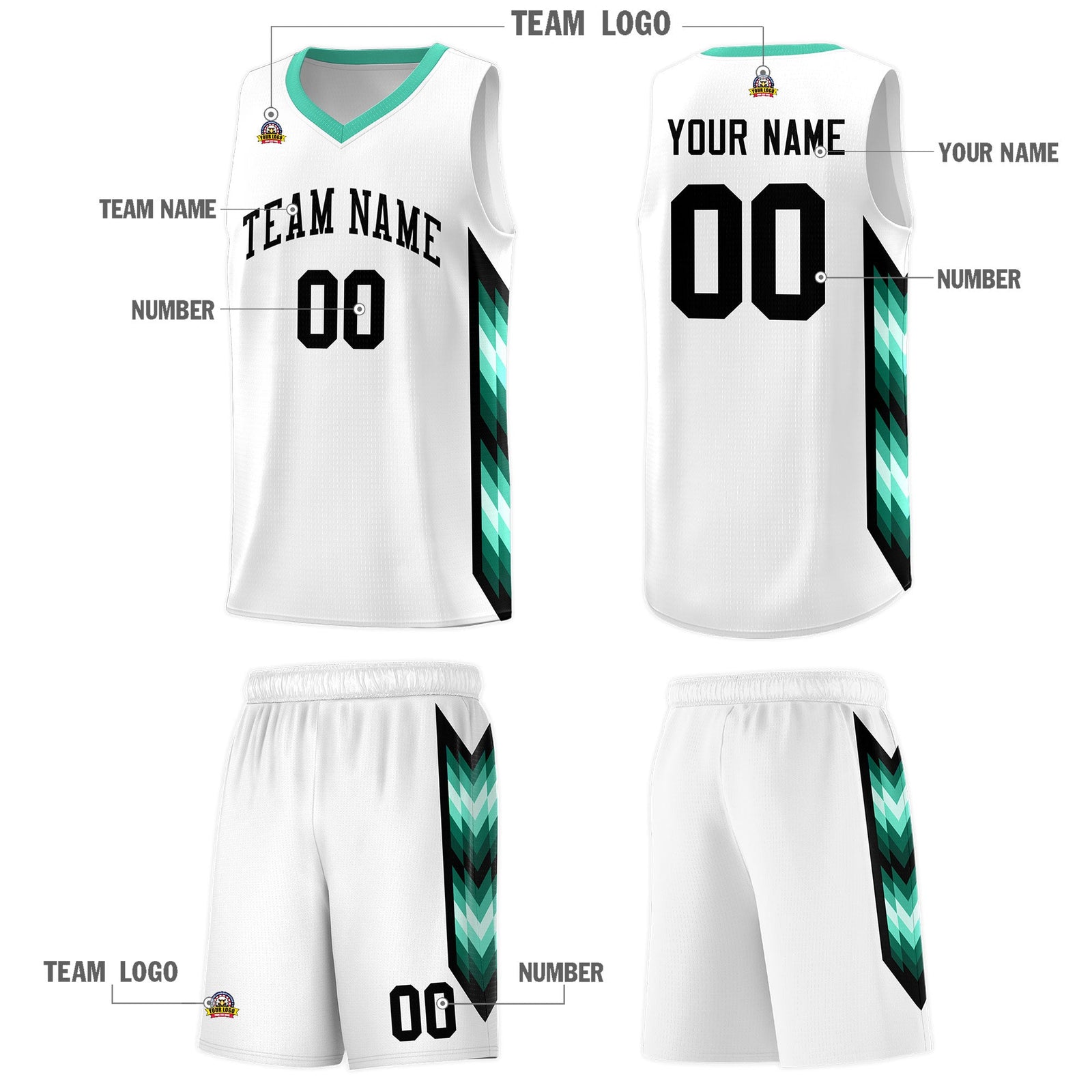 Custom White Mosaic Gradient Fashion Sports Uniform Basketball Jersey