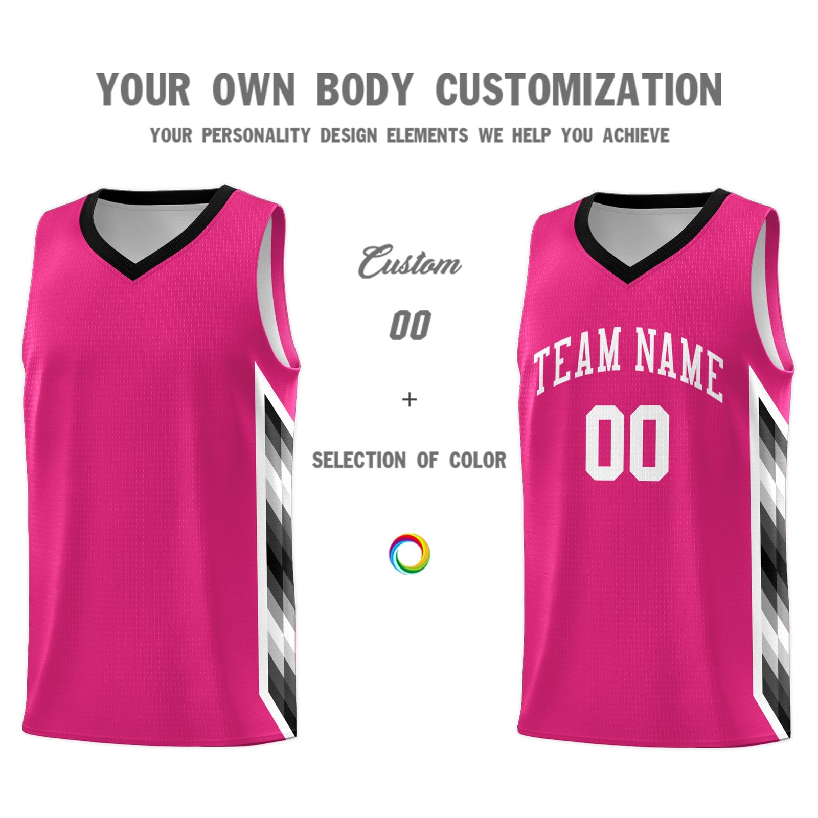 Custom Rose Red Mosaic Gradient Fashion Sports Uniform Basketball Jersey