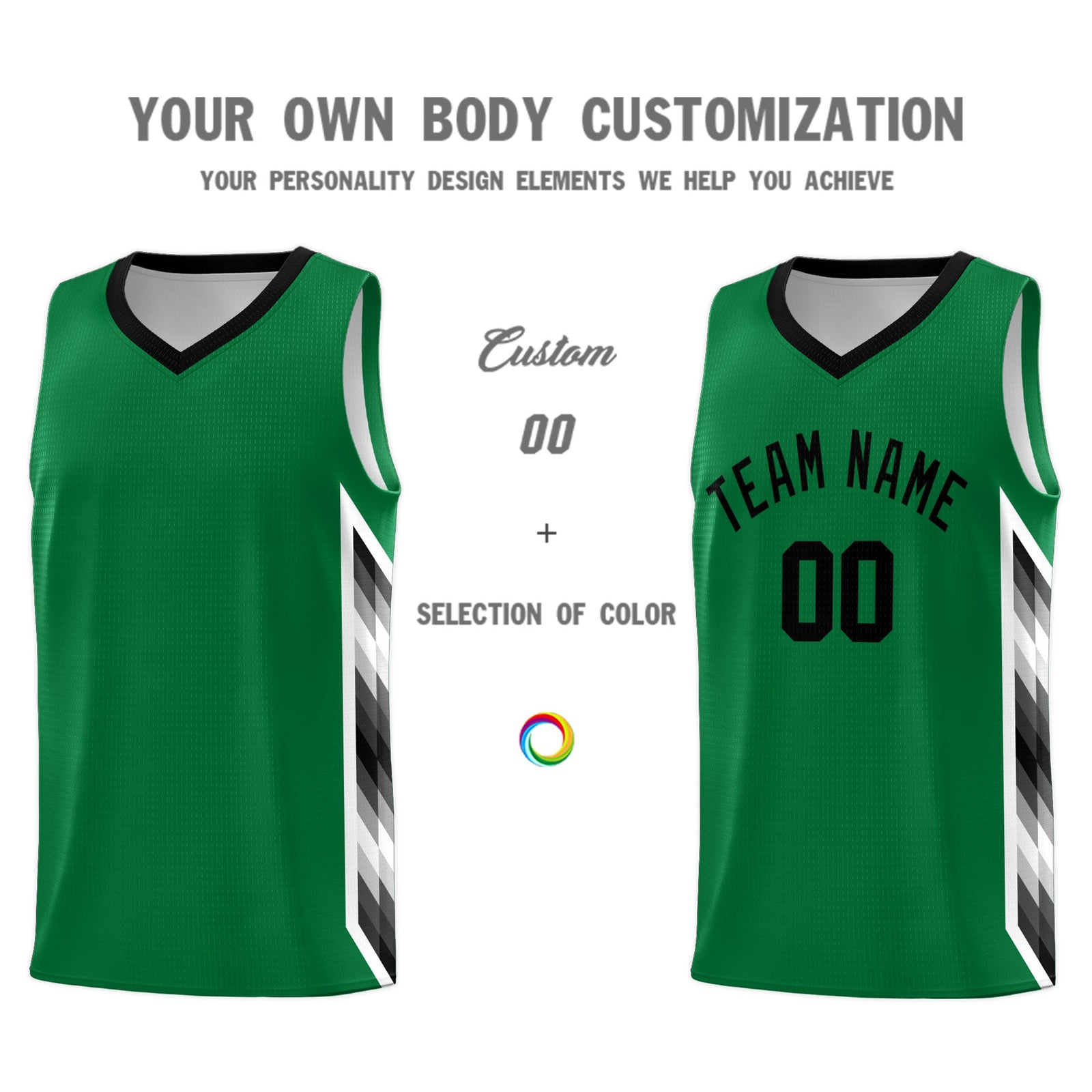 Custom Kelly Green Mosaic Gradient Fashion Sports Uniform Basketball Jersey