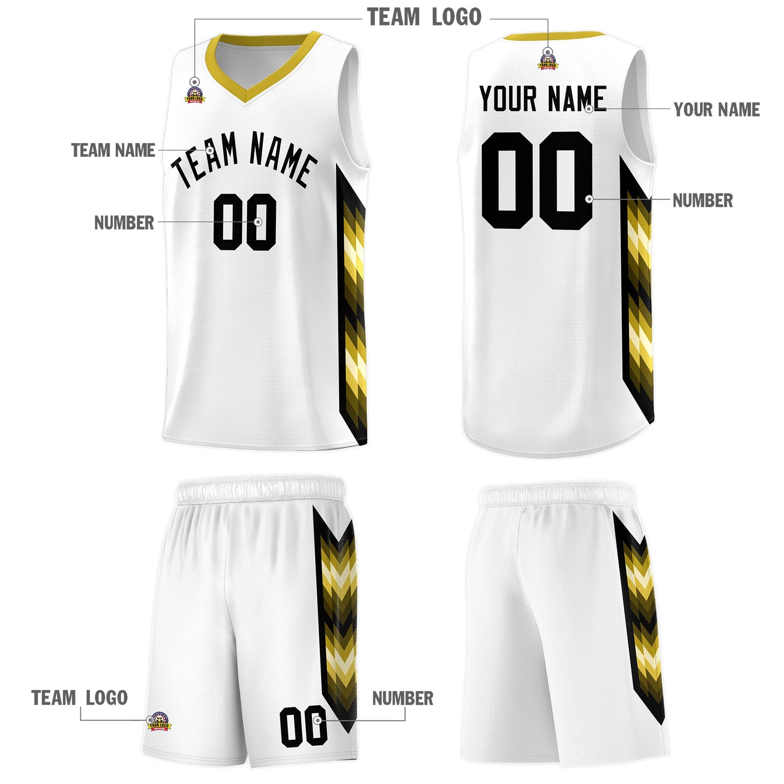 Custom White Mosaic Gradient Fashion Sports Uniform Basketball Jersey