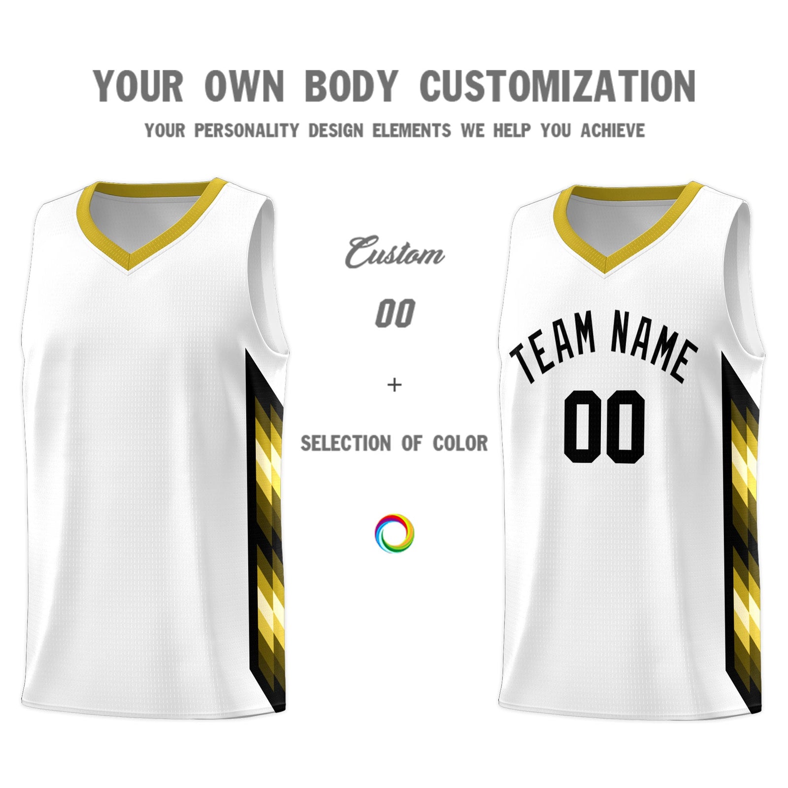 Custom White Mosaic Gradient Fashion Sports Uniform Basketball Jersey