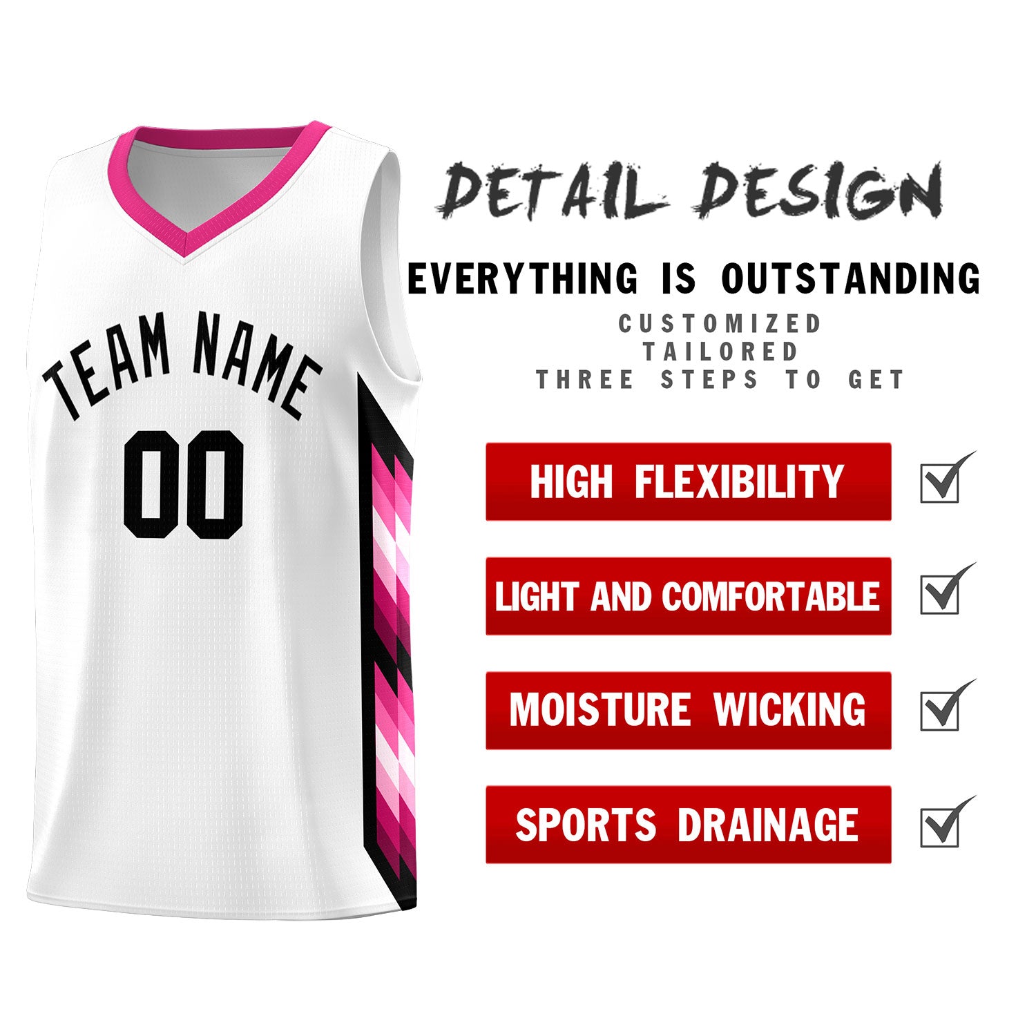 Custom White Mosaic Gradient Fashion Sports Uniform Basketball Jersey