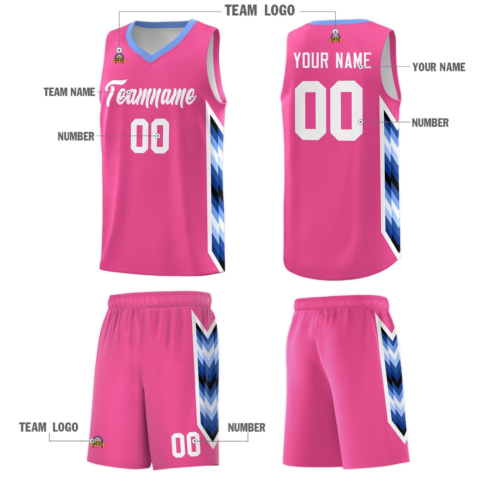 Custom Pink Mosaic Gradient Fashion Sports Uniform Basketball Jersey